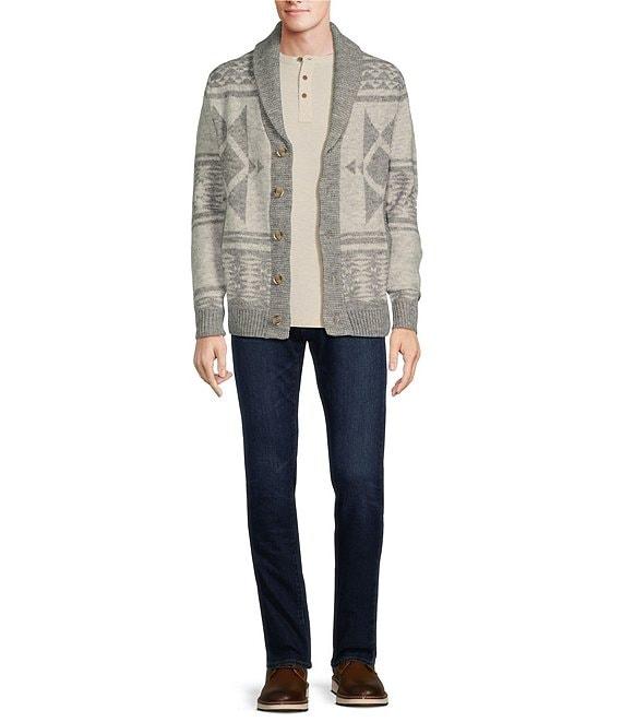 Rowm Long Sleeve Jacquard Cardigan Sweater Product Image