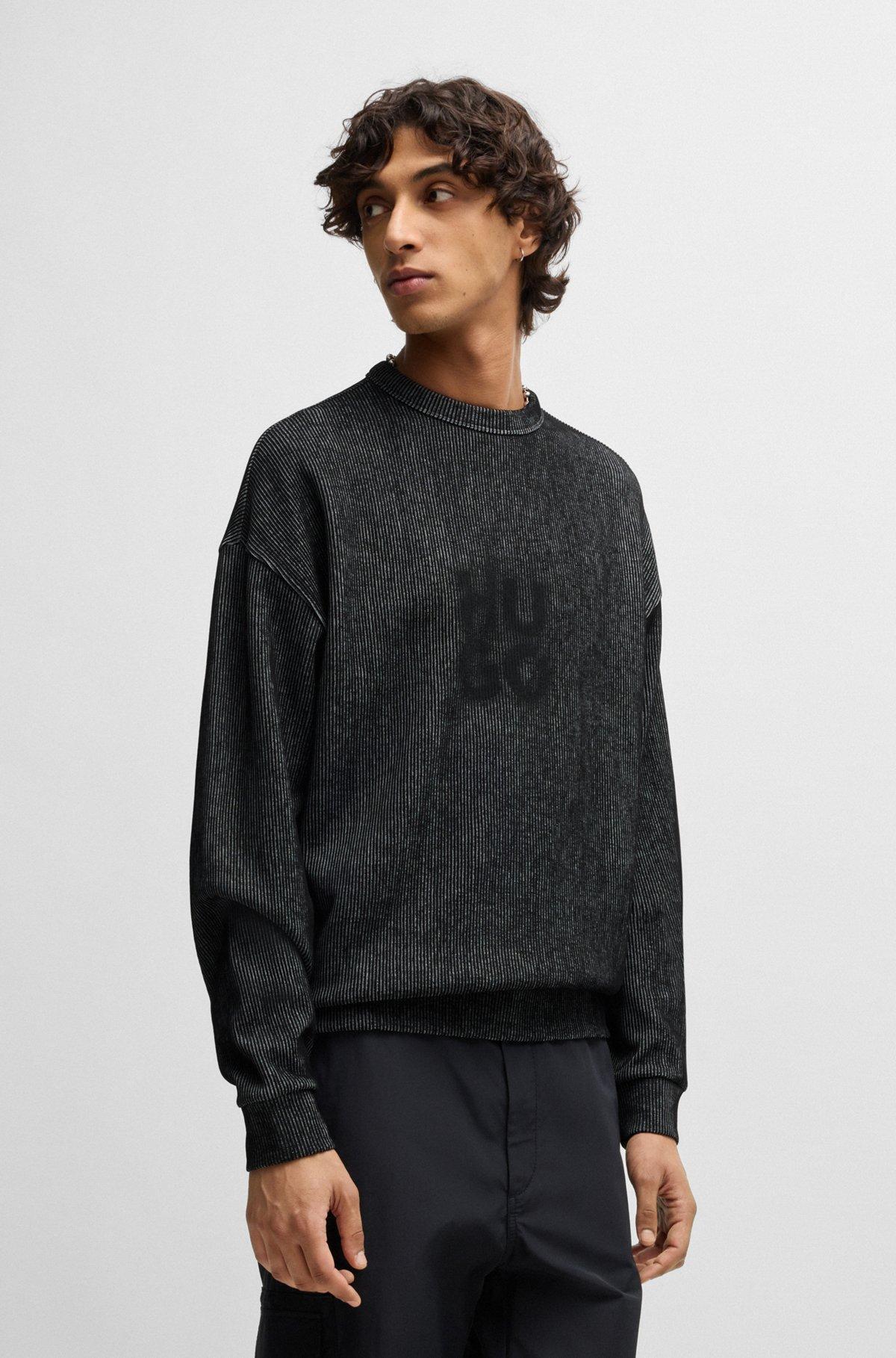 Ribbed sweatshirt with stacked smoke logo print Product Image