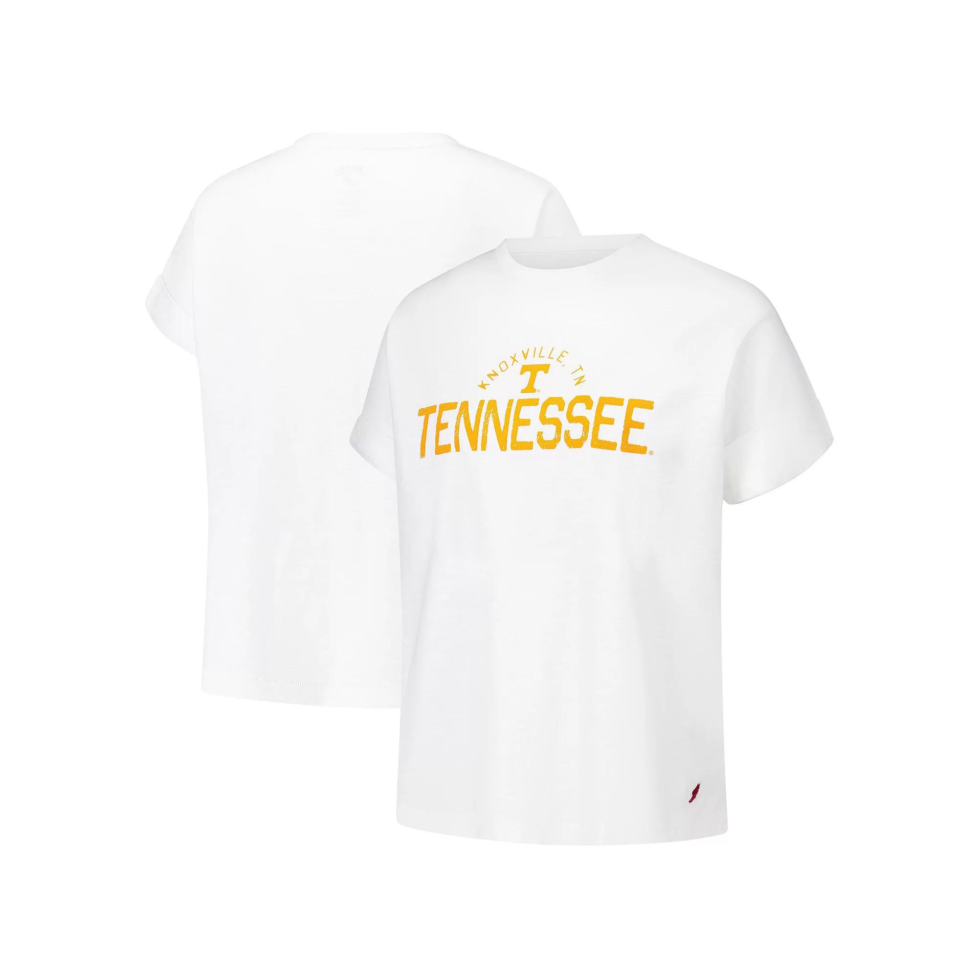 Women's League Collegiate Wear White Tennessee Volunteers Slub Rolled Cuff T-Shirt, Size: Large Product Image