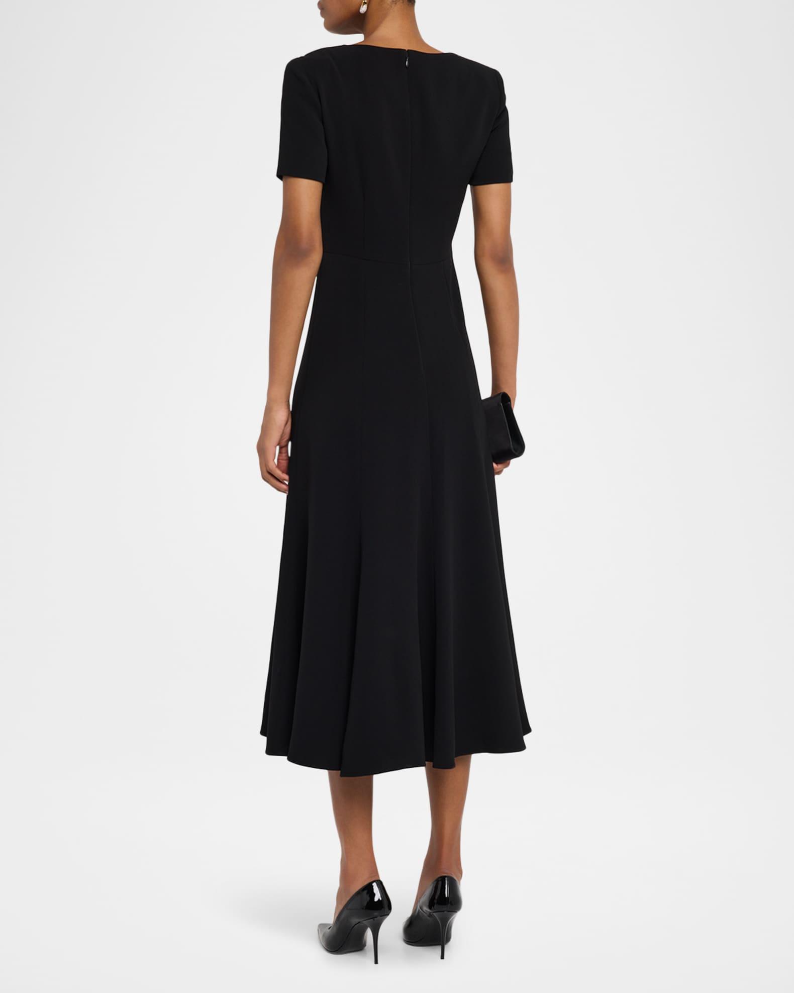 Shoulder Drape Short-Sleeve Light Cady Midi Dress Product Image