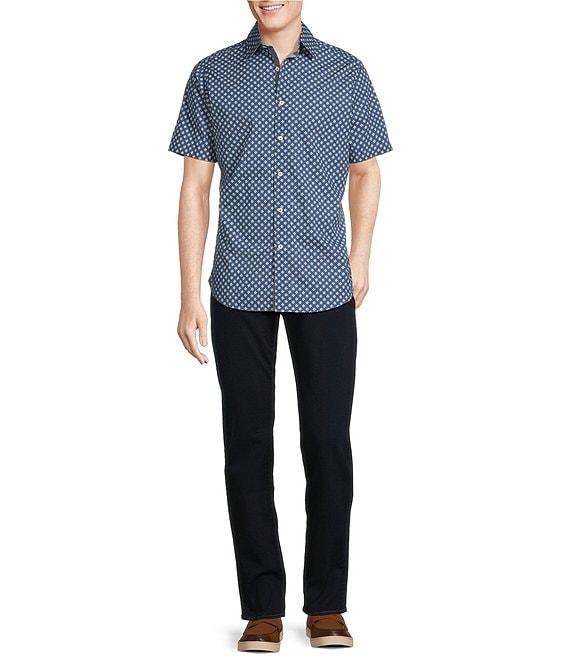 Cremieux Premium Denim Geometric Print Stretch Short Sleeve Woven Shirt Product Image