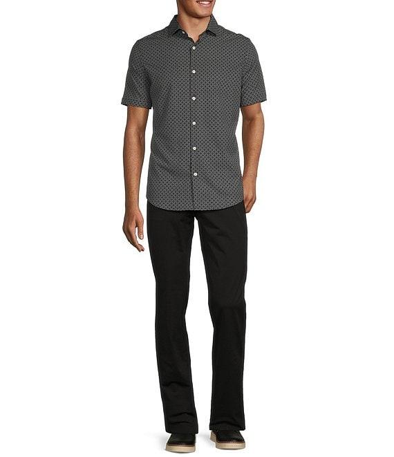 Murano Slim Fit Performance Stretch Line Print Short Sleeve Woven Shirt Product Image