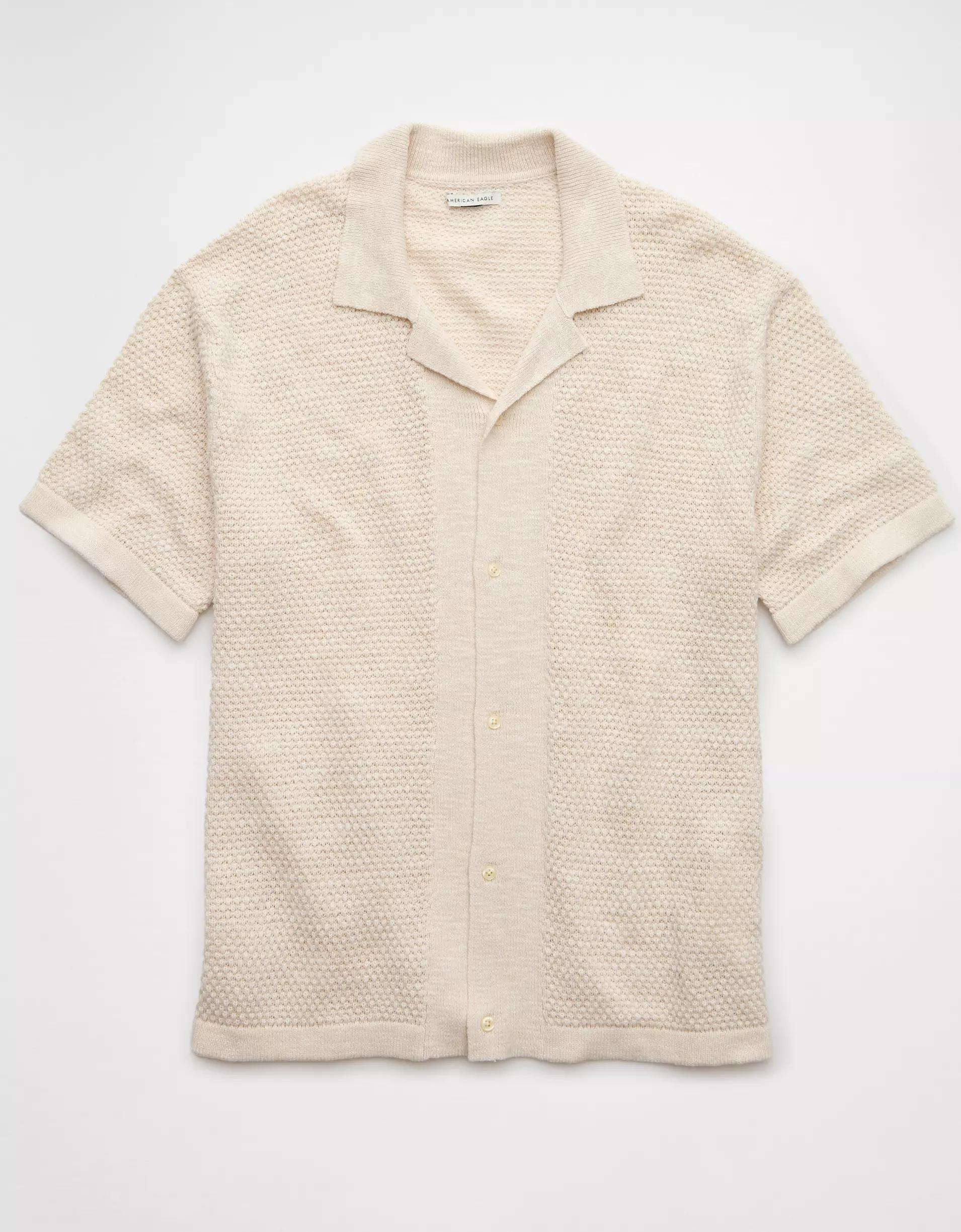 AE Weekend Button-Up Sweater Polo Shirt Product Image