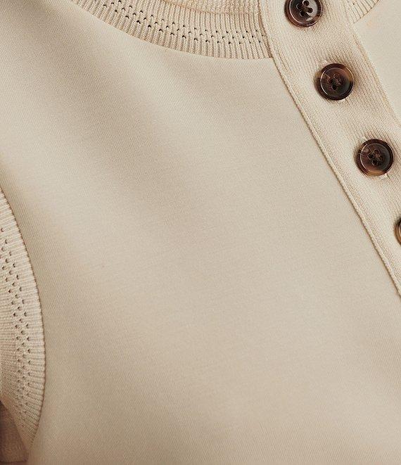 Varley Marla Crew Neck Sleeveless Button Down Placket Coordinating Tank Top Product Image