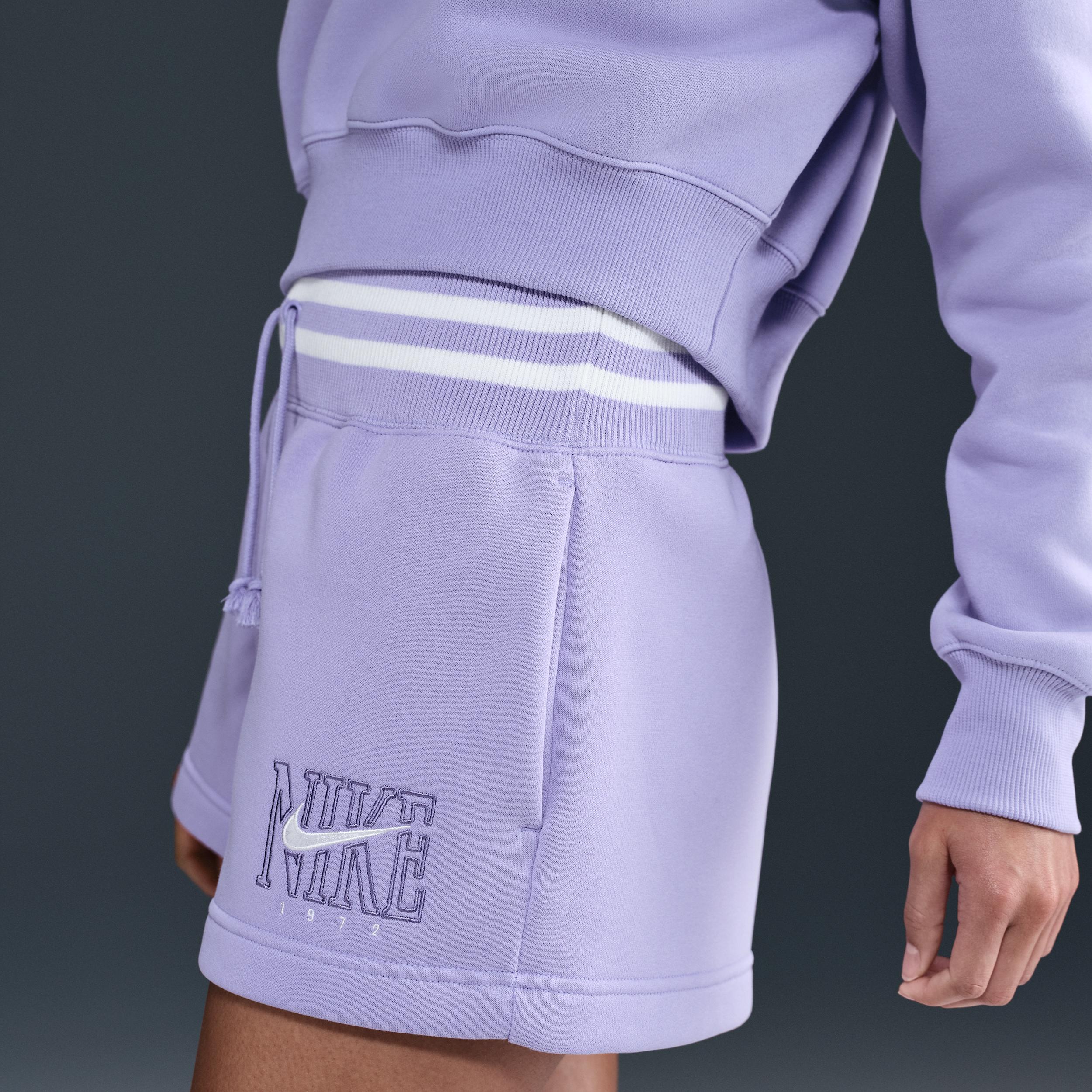 Womens Nike Sportswear Phoenix Fleece High-Waisted Loose Graphic Shorts | HJ1288-533 Product Image