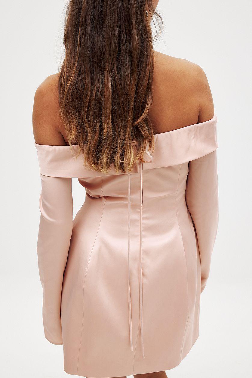 Off Shoulder Satin Mini Dress Product Image
