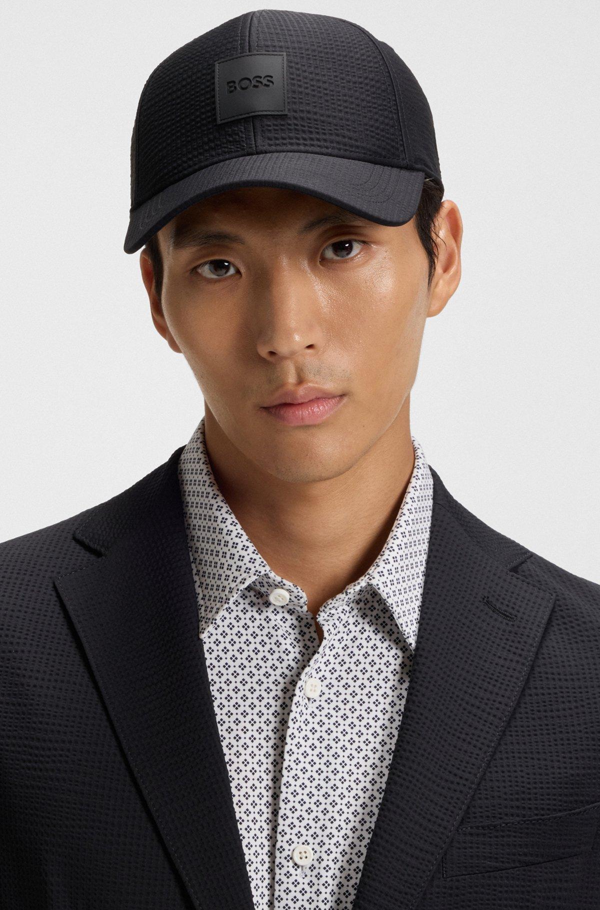 Seersucker cap with logo patch Product Image