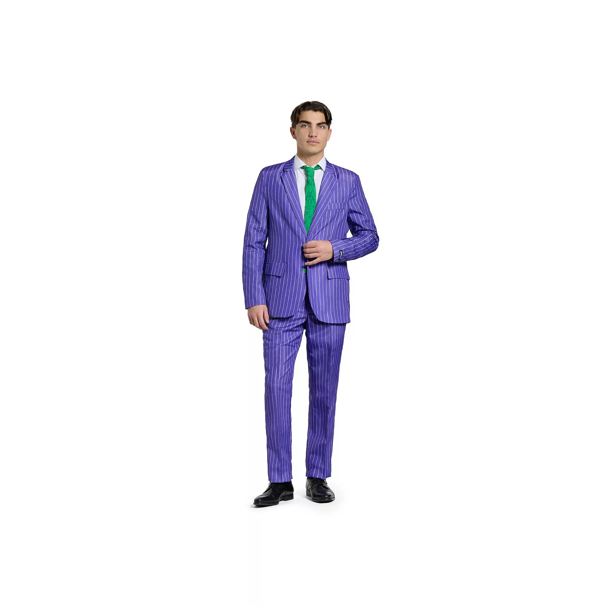 Men's Suitmeister Batman The Joker Slim-Fit Novelty Suit & Tie Set, Purple Product Image