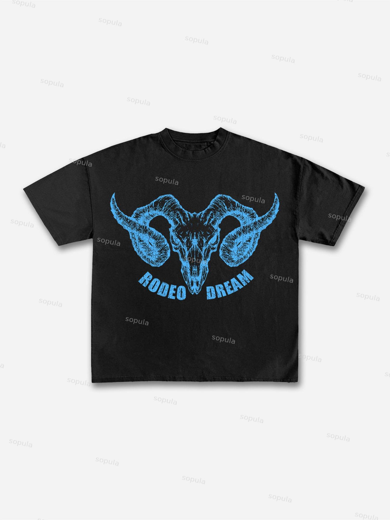 Rodeo Dream Bull Head Graphic Cotton T-shirt Product Image