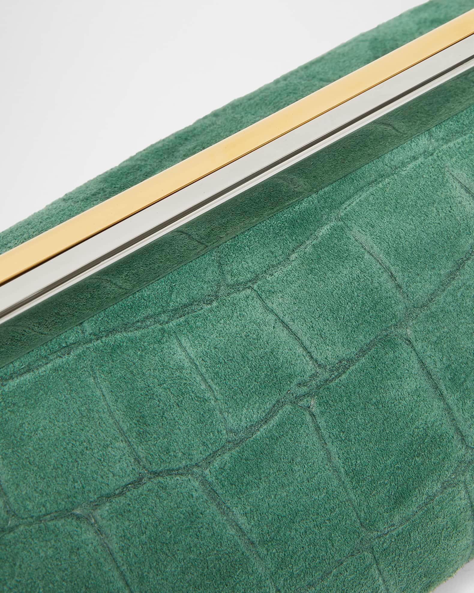 La Pochette Salon Suede Croc-Embossed Shoulder Bag Product Image