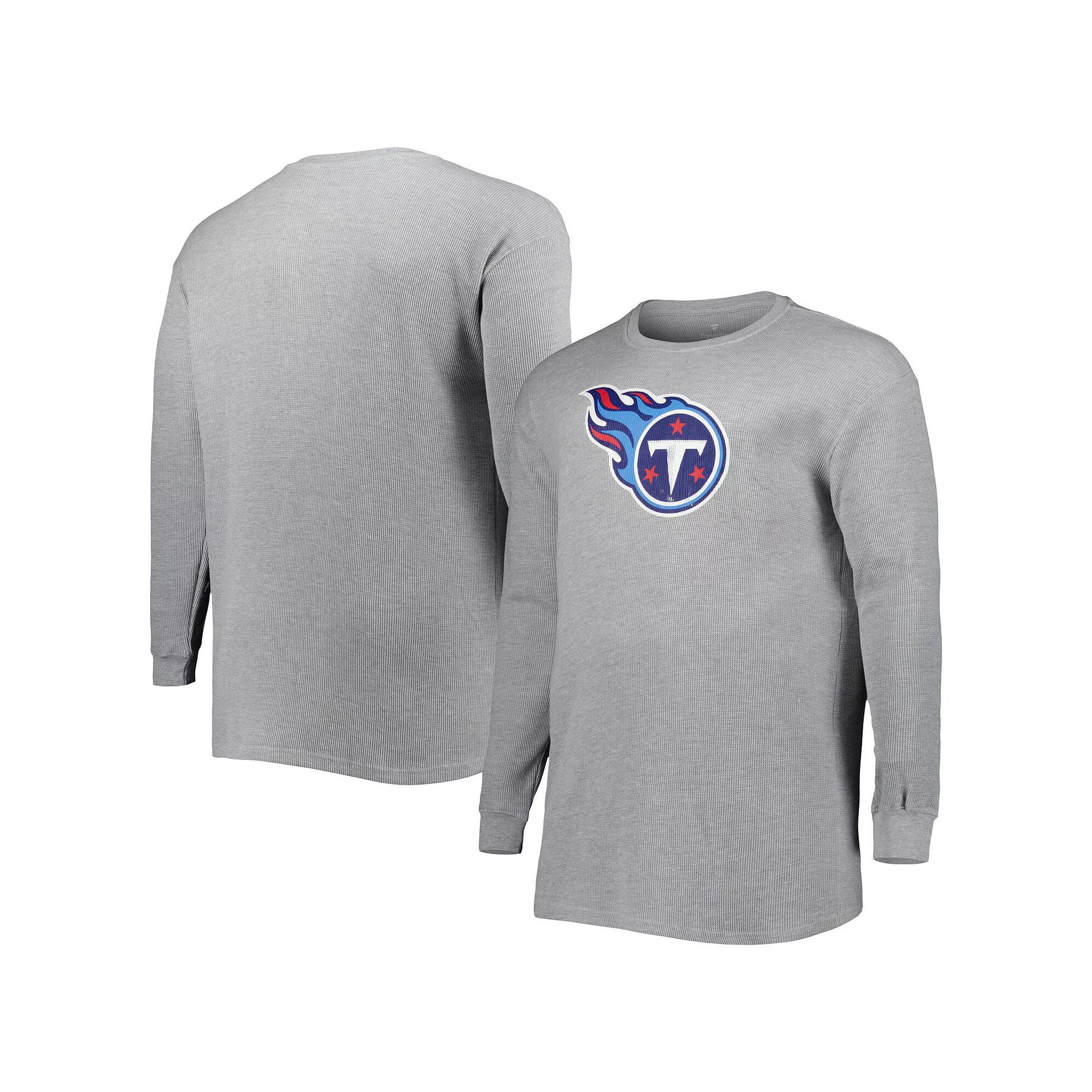 Men's Heather Gray Tennessee Titans Big & Tall Waffle-Knit Thermal Long Sleeve T-Shirt, Size: 2XB, Grey Product Image