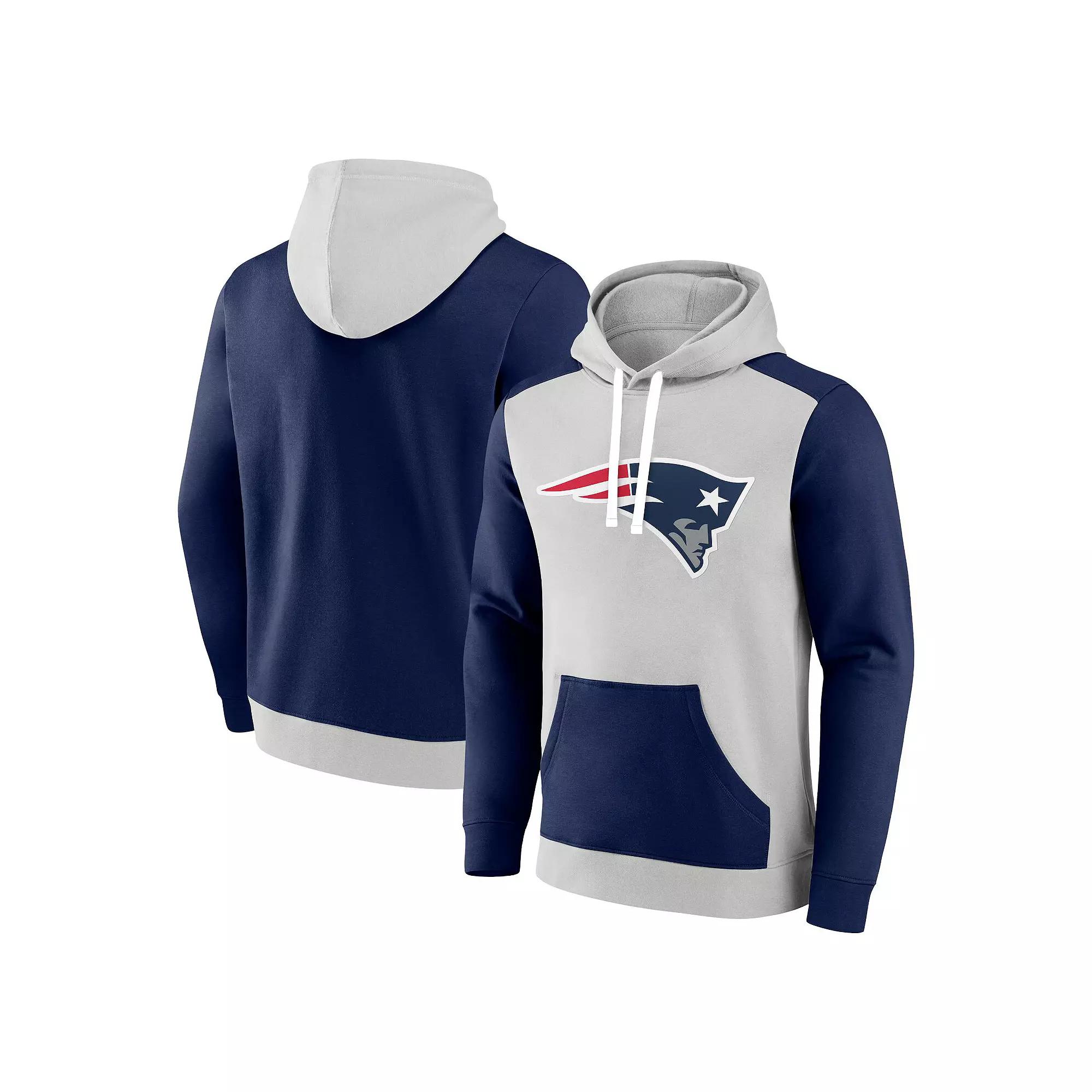 Men's Fanatics Branded Silver/Navy New England Patriots Big & Tall Team Fleece Pullover Hoodie,  Product Image