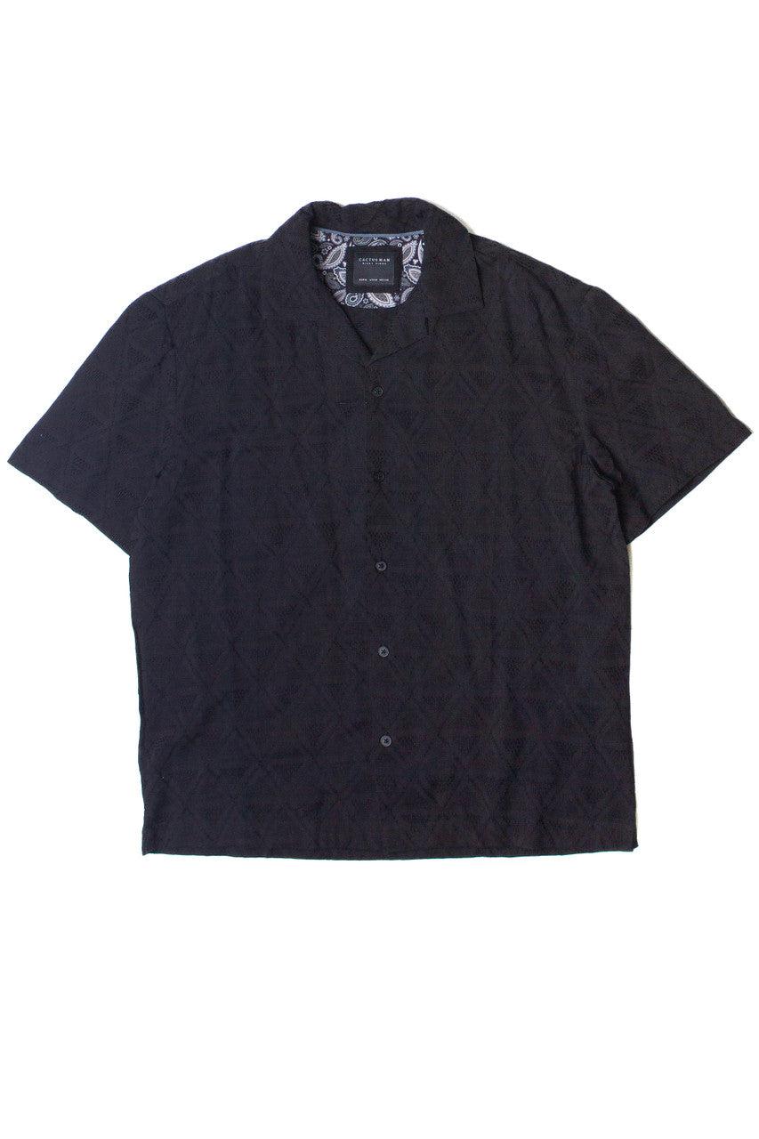 Textured Diamond Embroidery Button Up Shirt Product Image