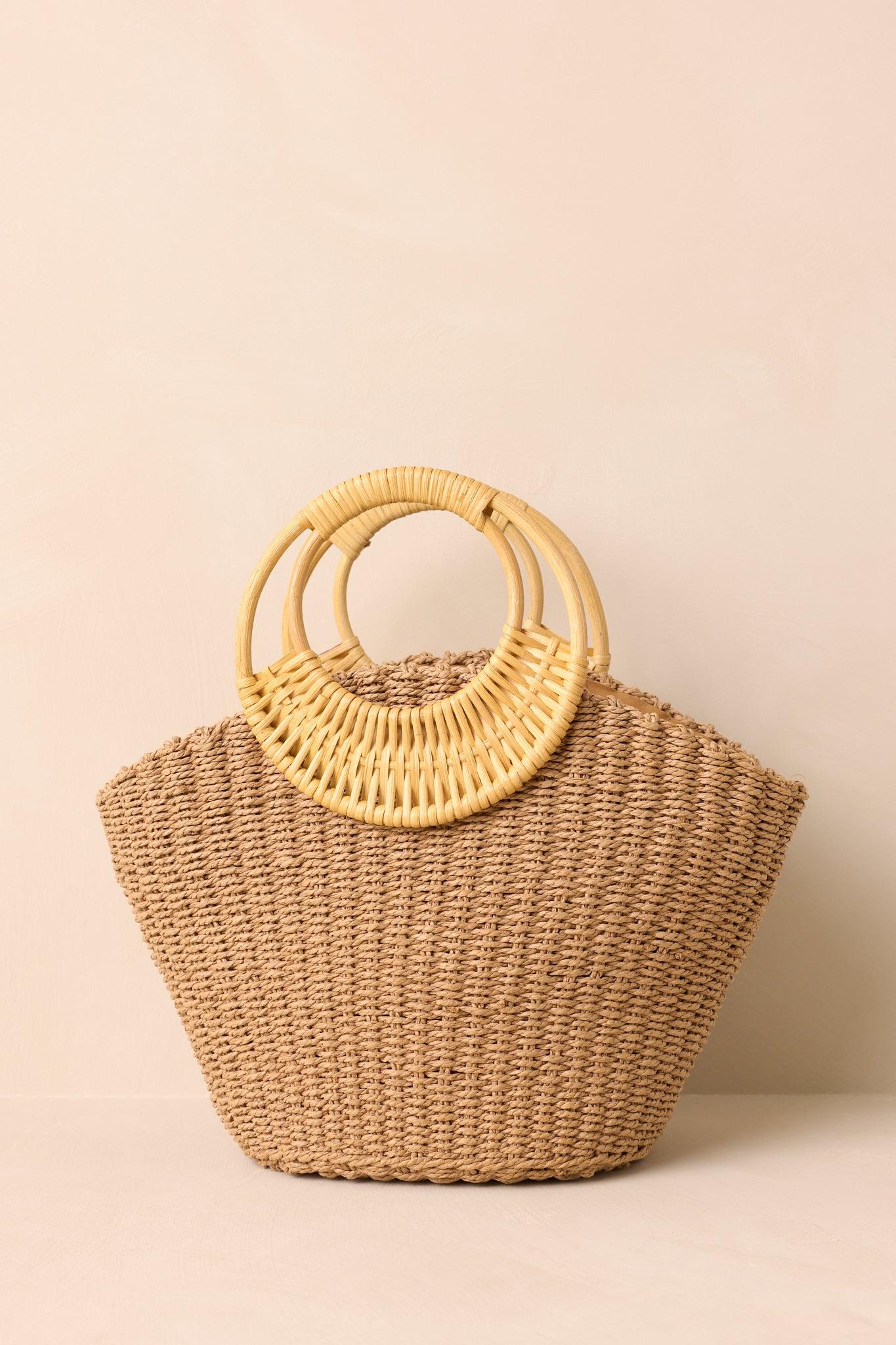 The Calm Of The Coast Tan Raffia Woven Handbag Product Image