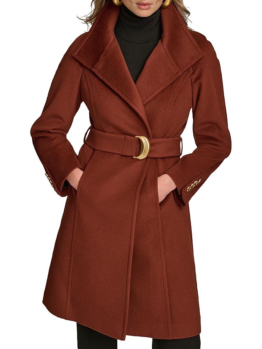 Womens Wool-Blend Belted Trench Coat Product Image