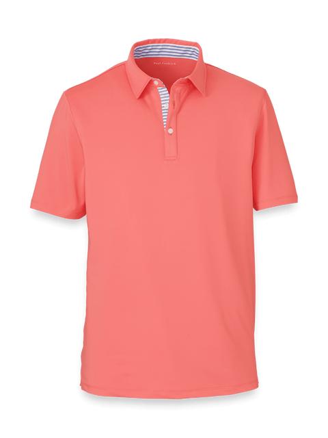 Performance Blend Three Button Polo - Bright Coral Product Image