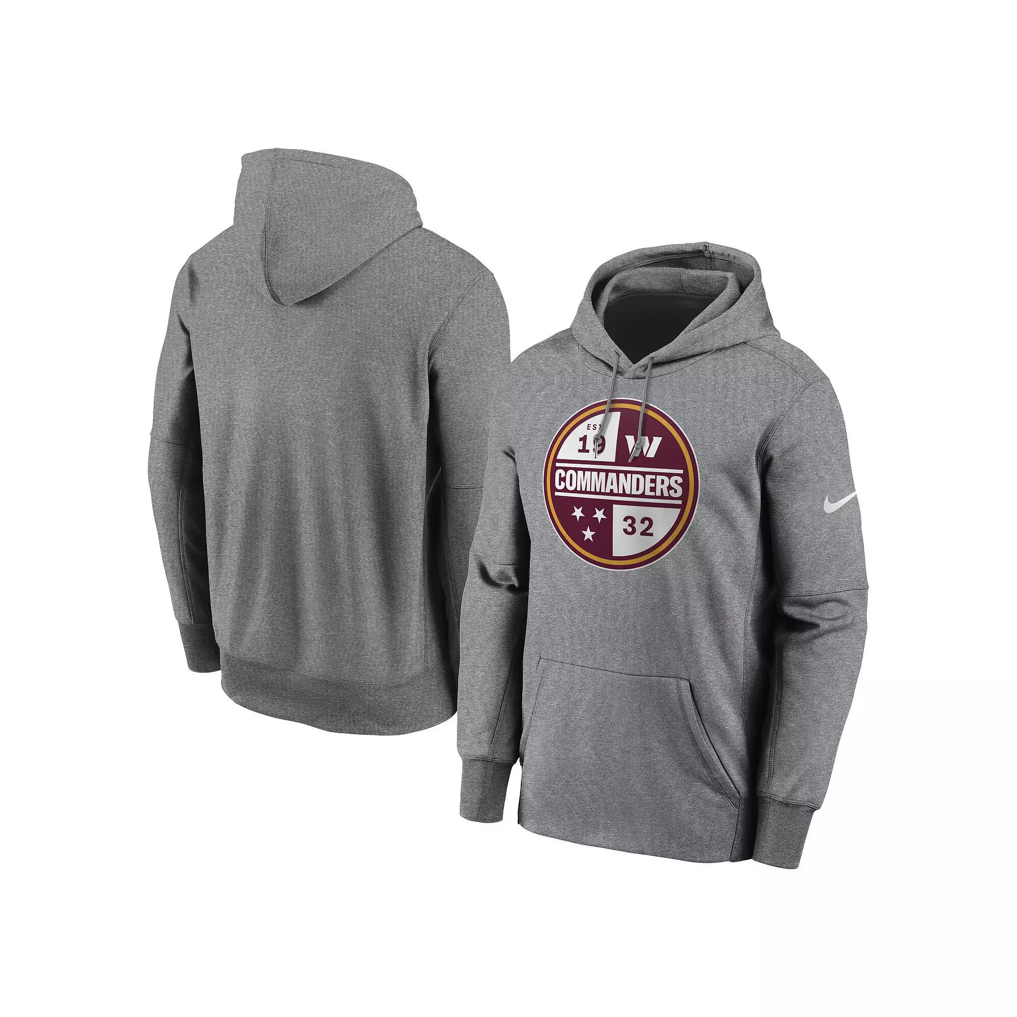 Men's Nike Heathered Gray Washington Commanders Performance Pullover Hoodie,  Product Image