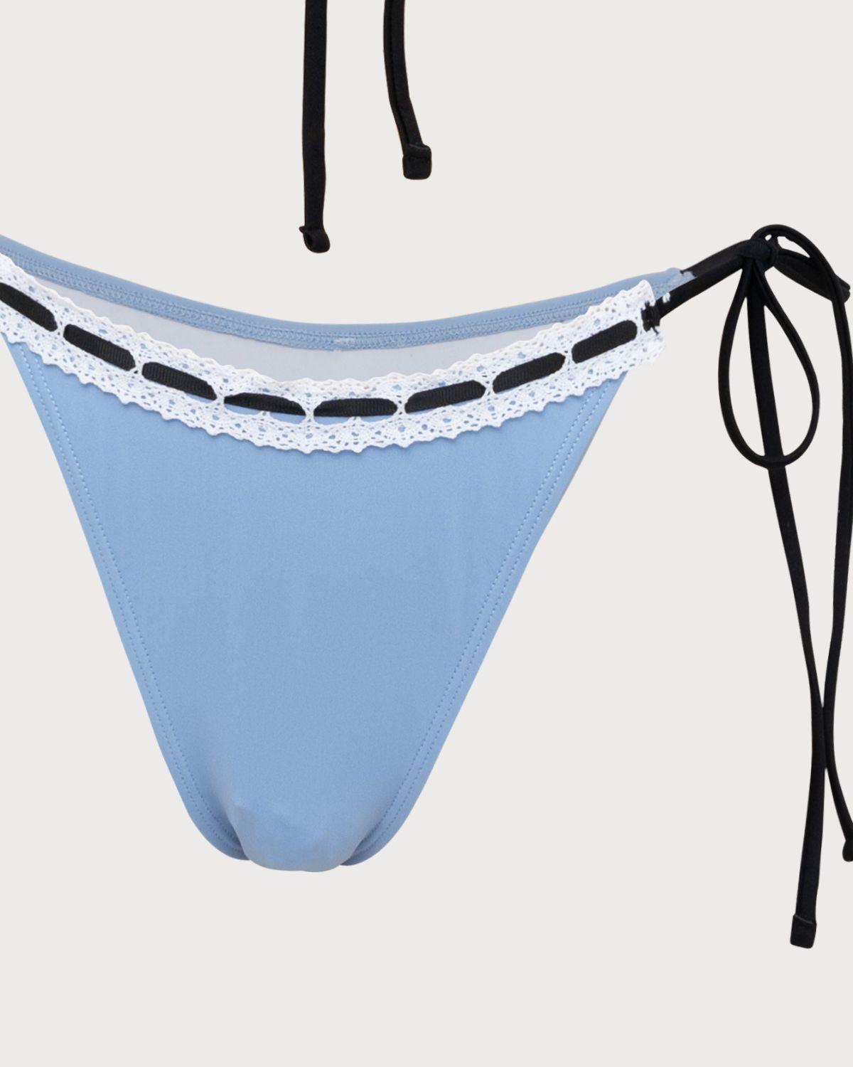 Blue Contrast Lace Bikini Set Product Image