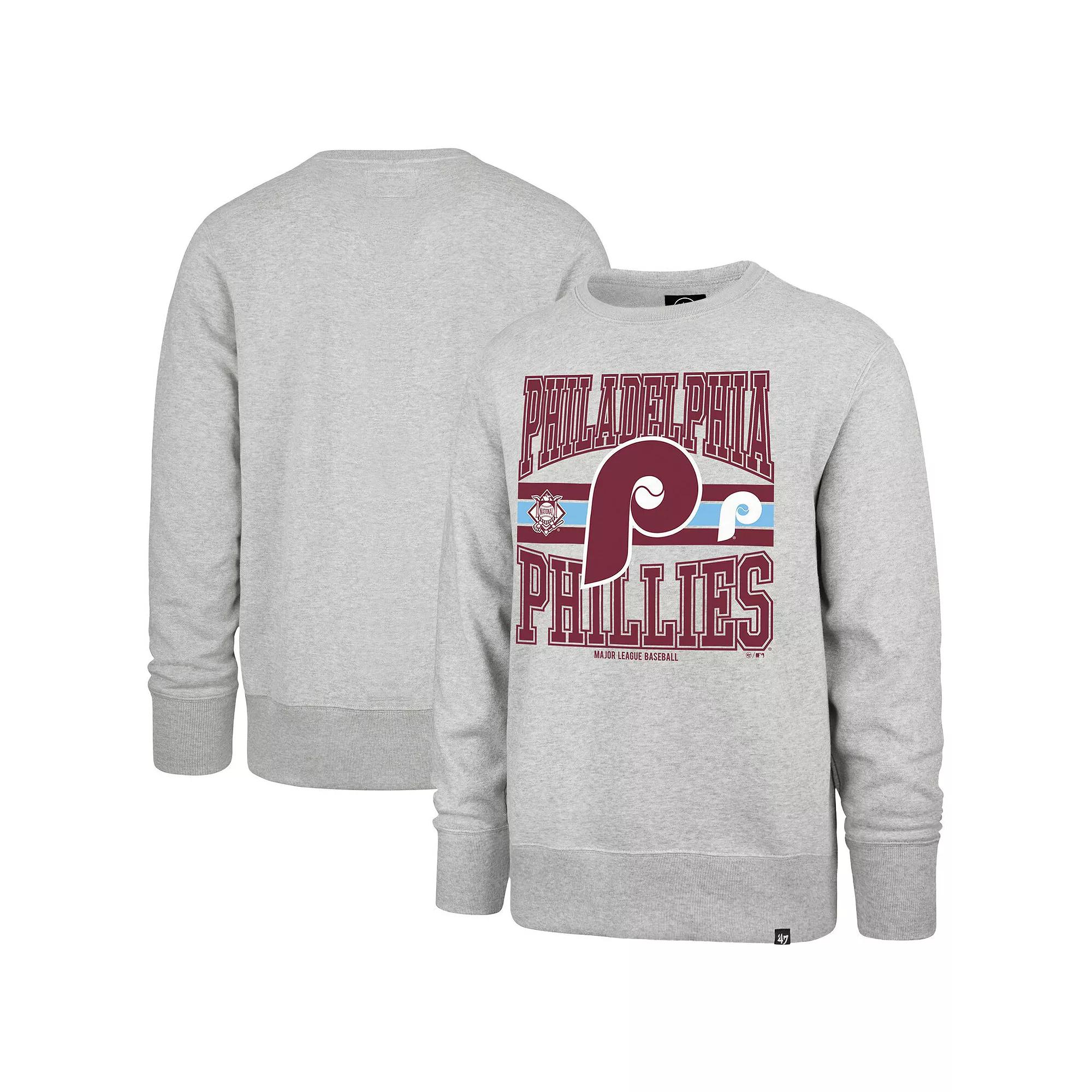 Men's '47  Gray Philadelphia Phillies Letters Headline Pullover Sweatshirt, Size: 2XL, Grey Product Image