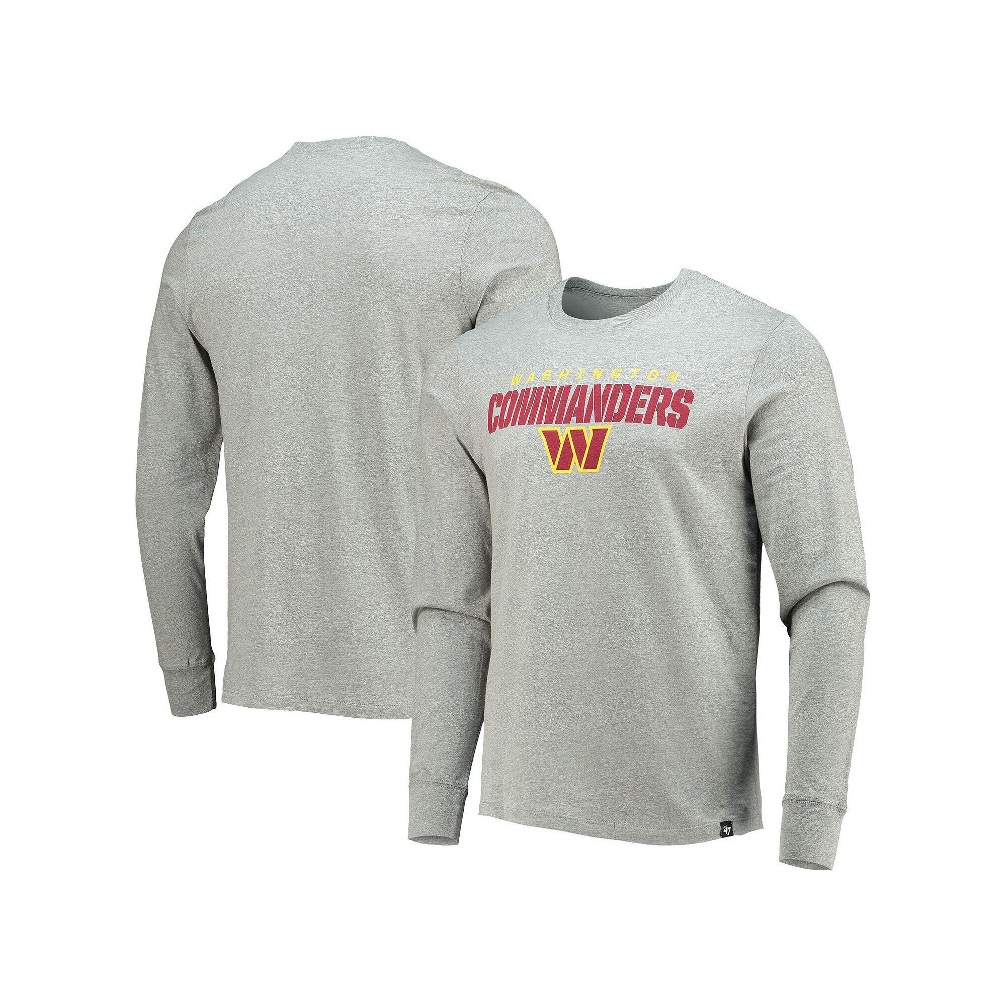 Men's '47 Heathered Gray Washington Commanders Traction Super Rival Long Sleeve T-Shirt, Size: Small, Wft Grey Product Image