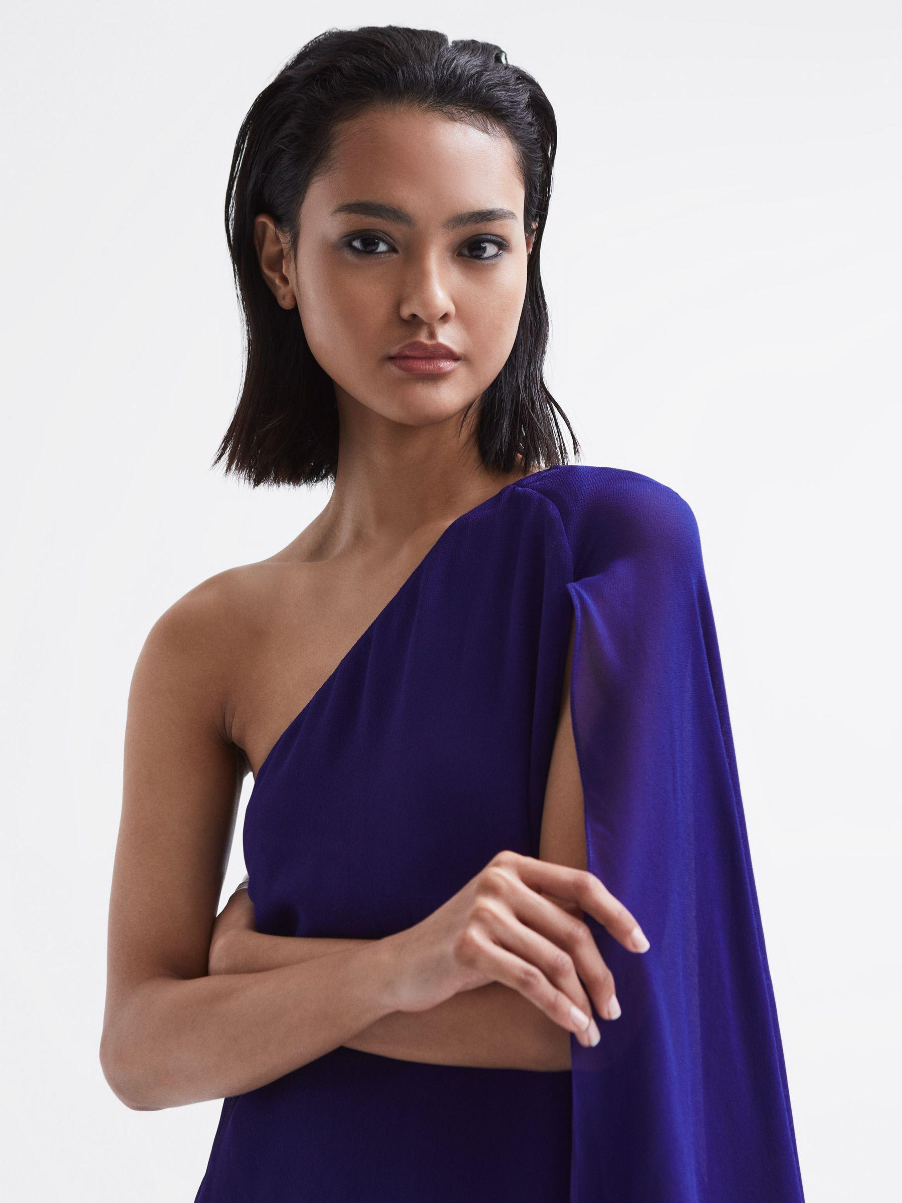 Sheer Cape Sleeve Mini Dress in Purple Product Image