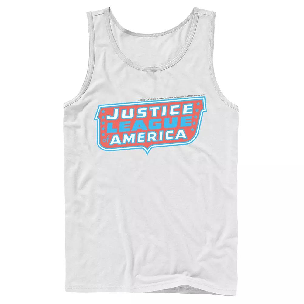 Men's DC Comics Justice League of America Text Poster Logo Tank Top,  Product Image
