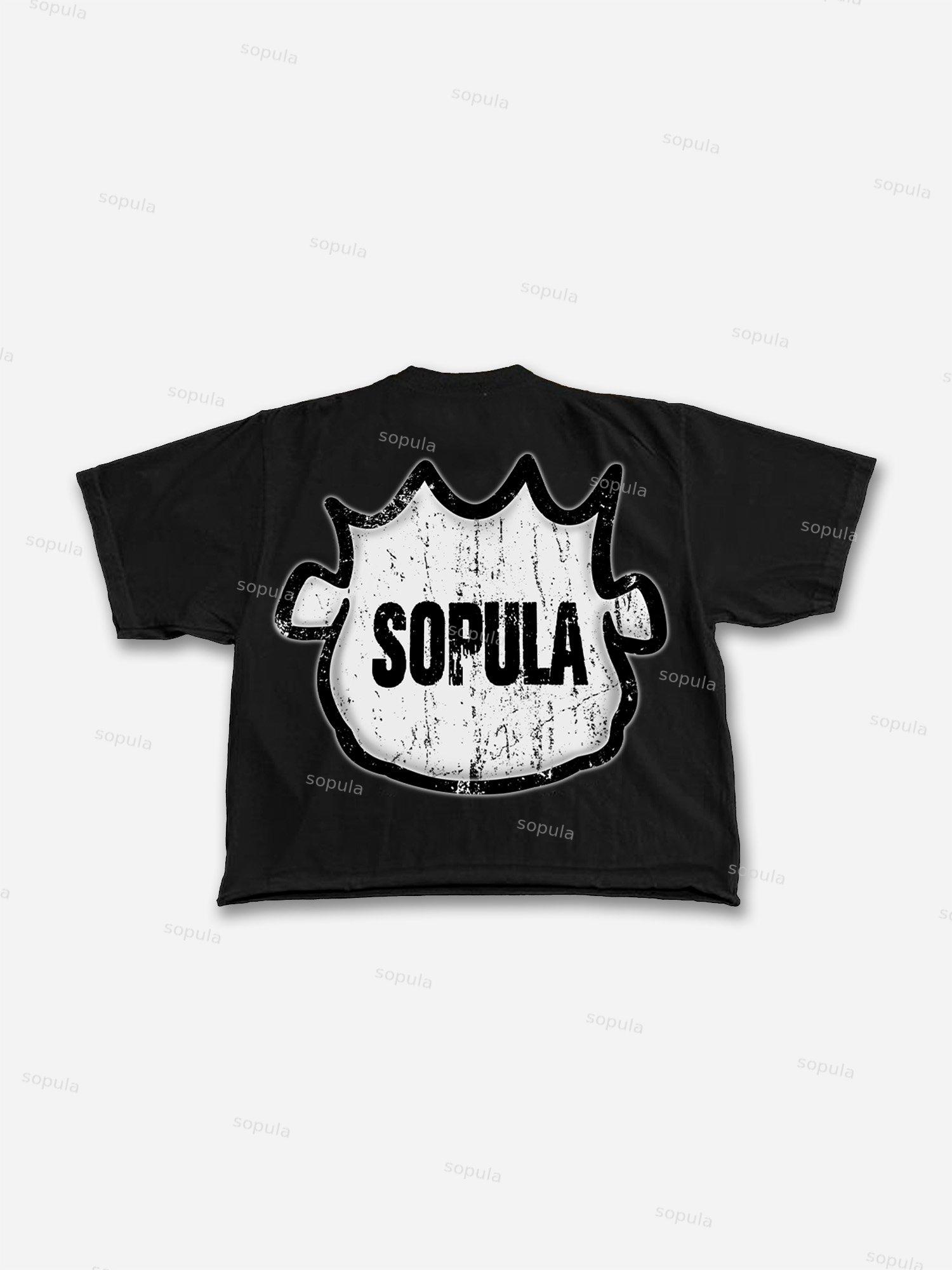 Abstract Money Cartoon Big Head Retro Graphic Cropped T-shirt Product Image