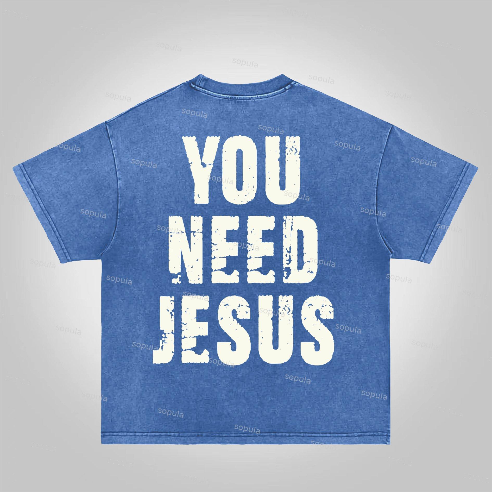 Sopula You Need Jesus Graphic Acid Wash T-shirt Product Image