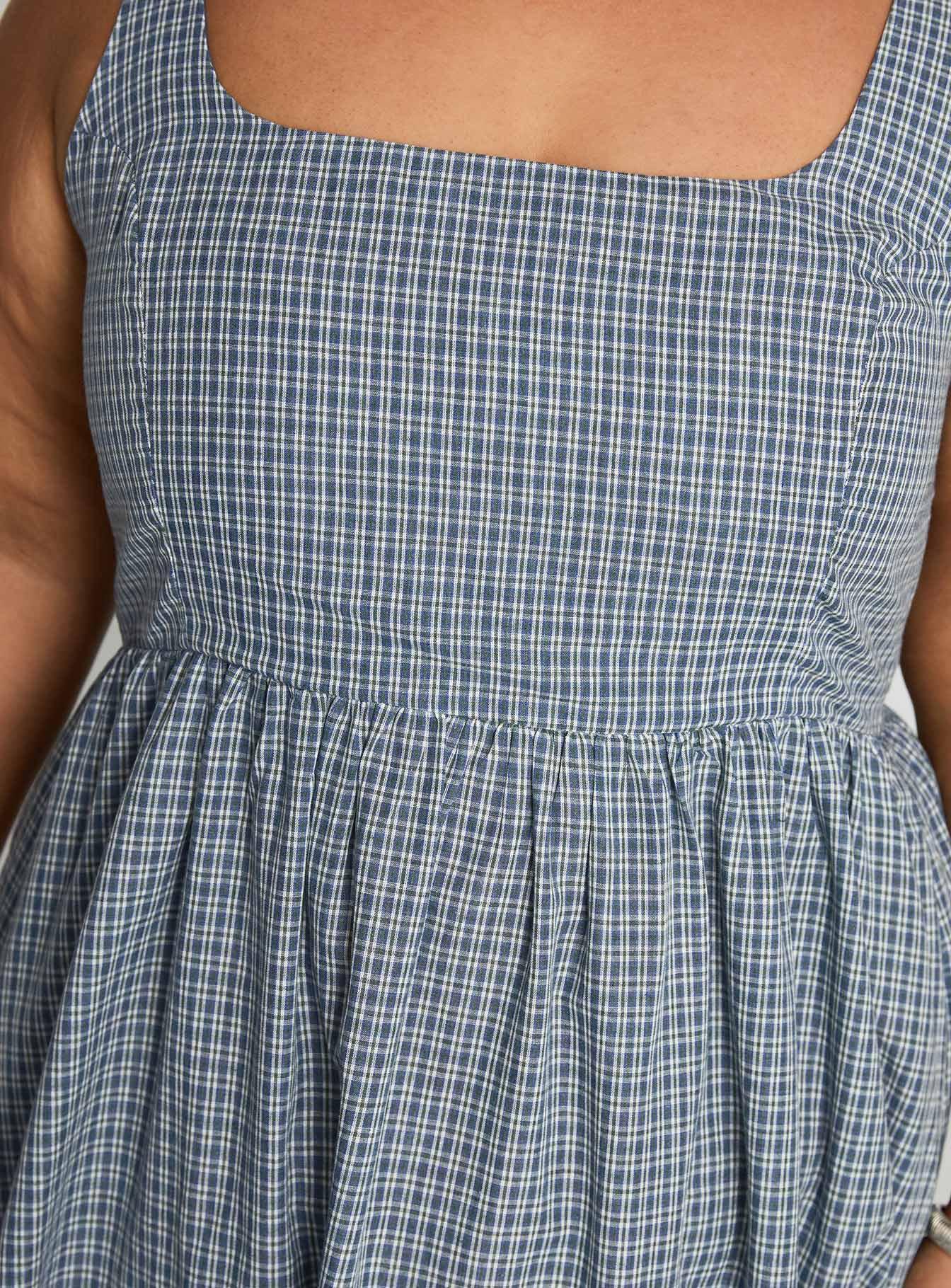 Cartmel Check Maxi Dress Navy Curve Product Image