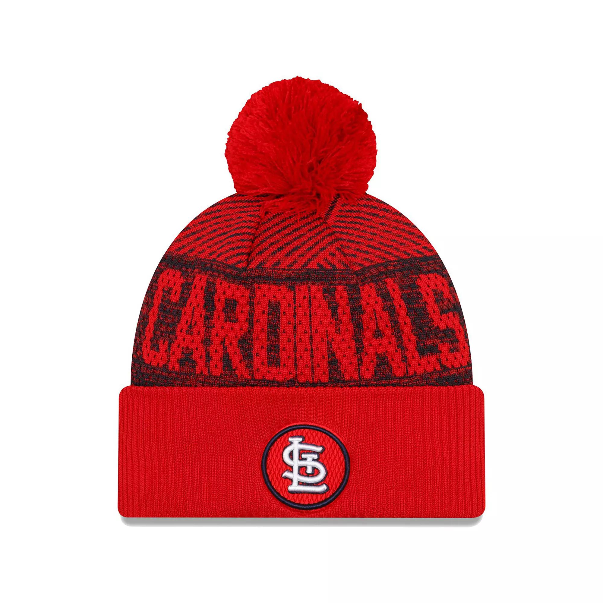 Men's New Era Red St. Louis Cardinals Authentic Collection Sport Cuffed Knit Hat with Pom Product Image