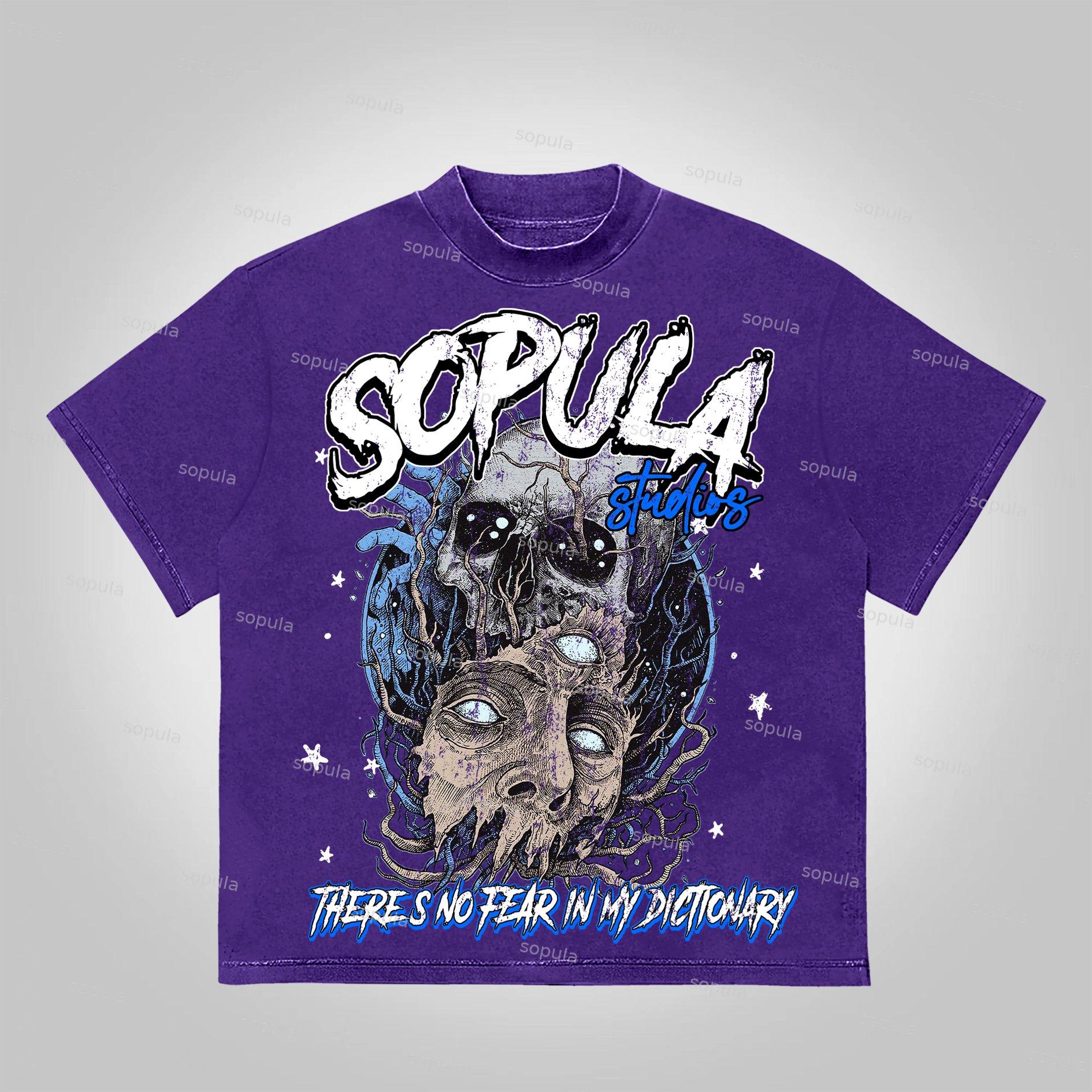 Sopula Skull Human Development Graphic Print Cotton T-Shirt Product Image