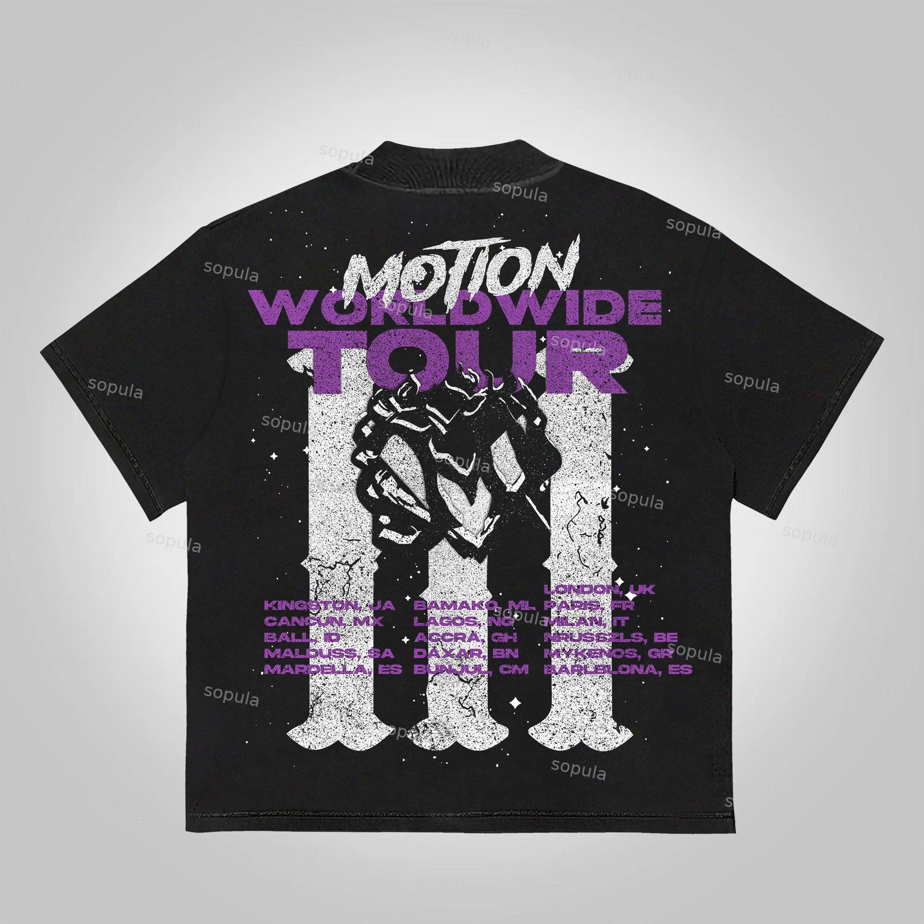 Vintage Motion World Tour Graphic Cotton T-Shirt Product Image