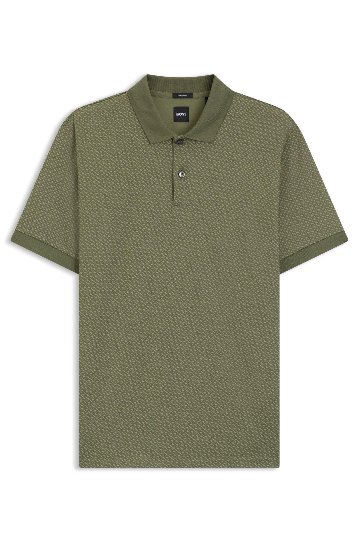Mercerized-cotton polo shirt with two-tone monograms Product Image