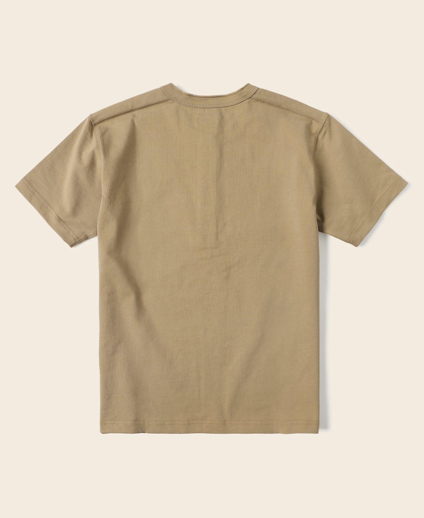 10.6 oz Cotton Short Sleeve Henley T-Shirt - Khaki Product Image