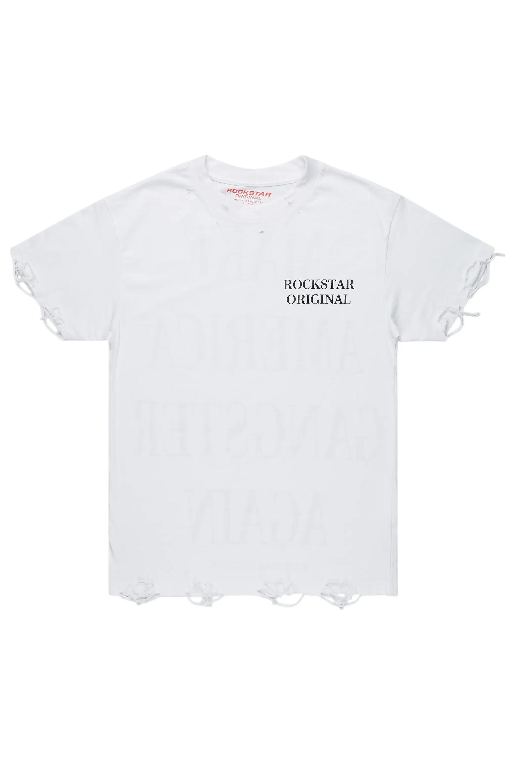 Drako White Oversized Graphic T-Shirt Male Product Image
