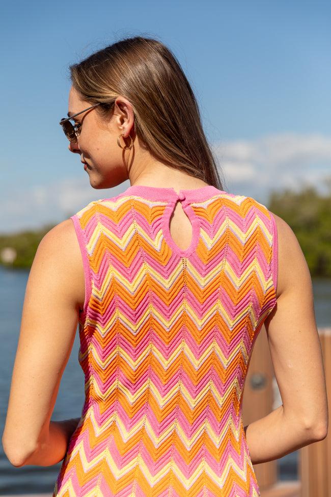 Beach Bound Multi Chevron Knit Dress SALE Product Image