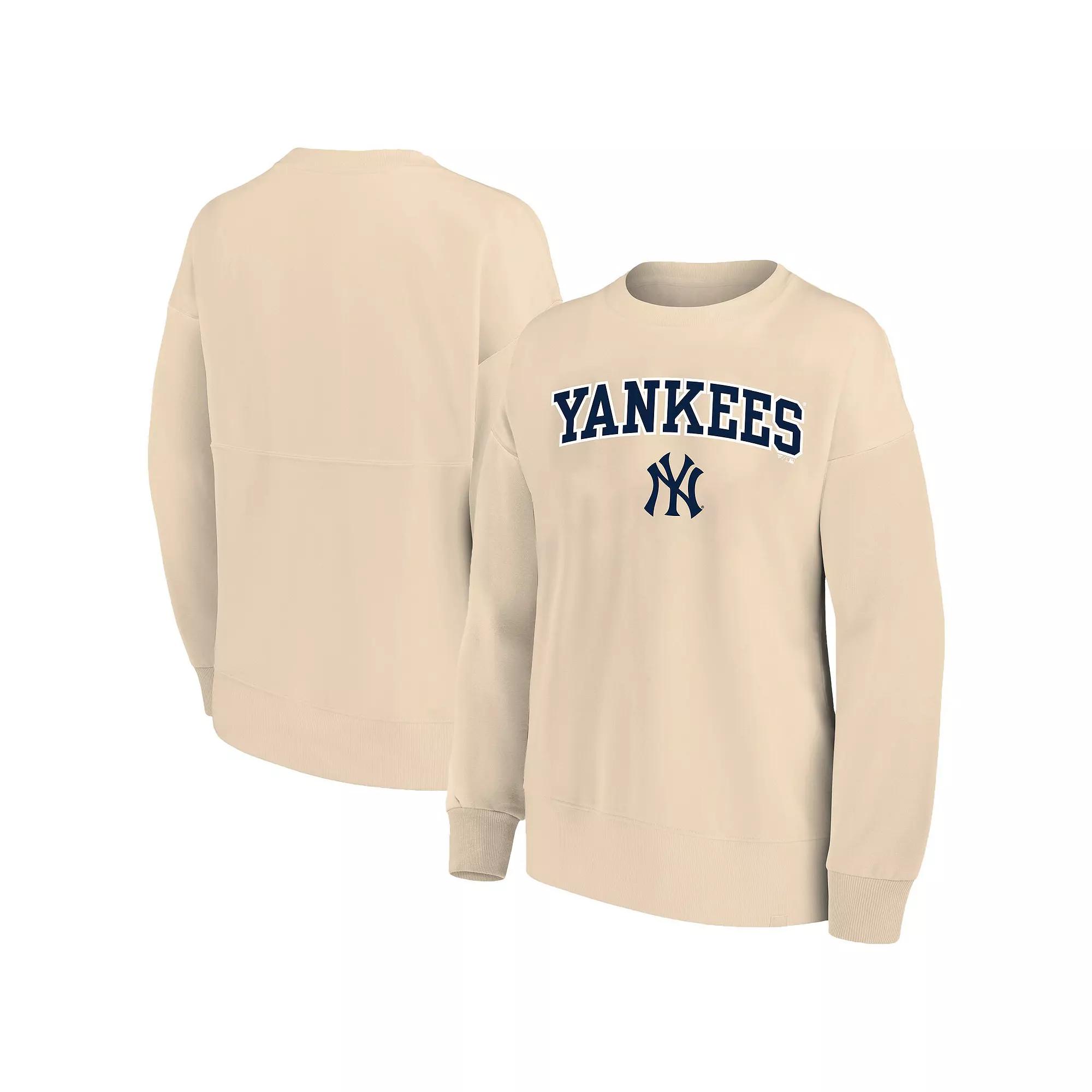 Women's Profile  Oatmeal New York Yankees Plus Size French Terry Pullover Sweatshirt, Size: 2XL, Team Product Image