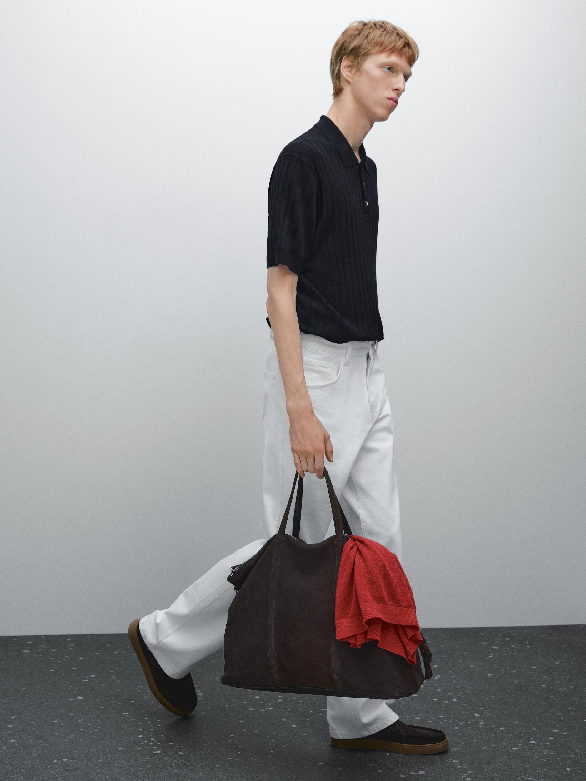 Ribbed knit polo shirt Product Image