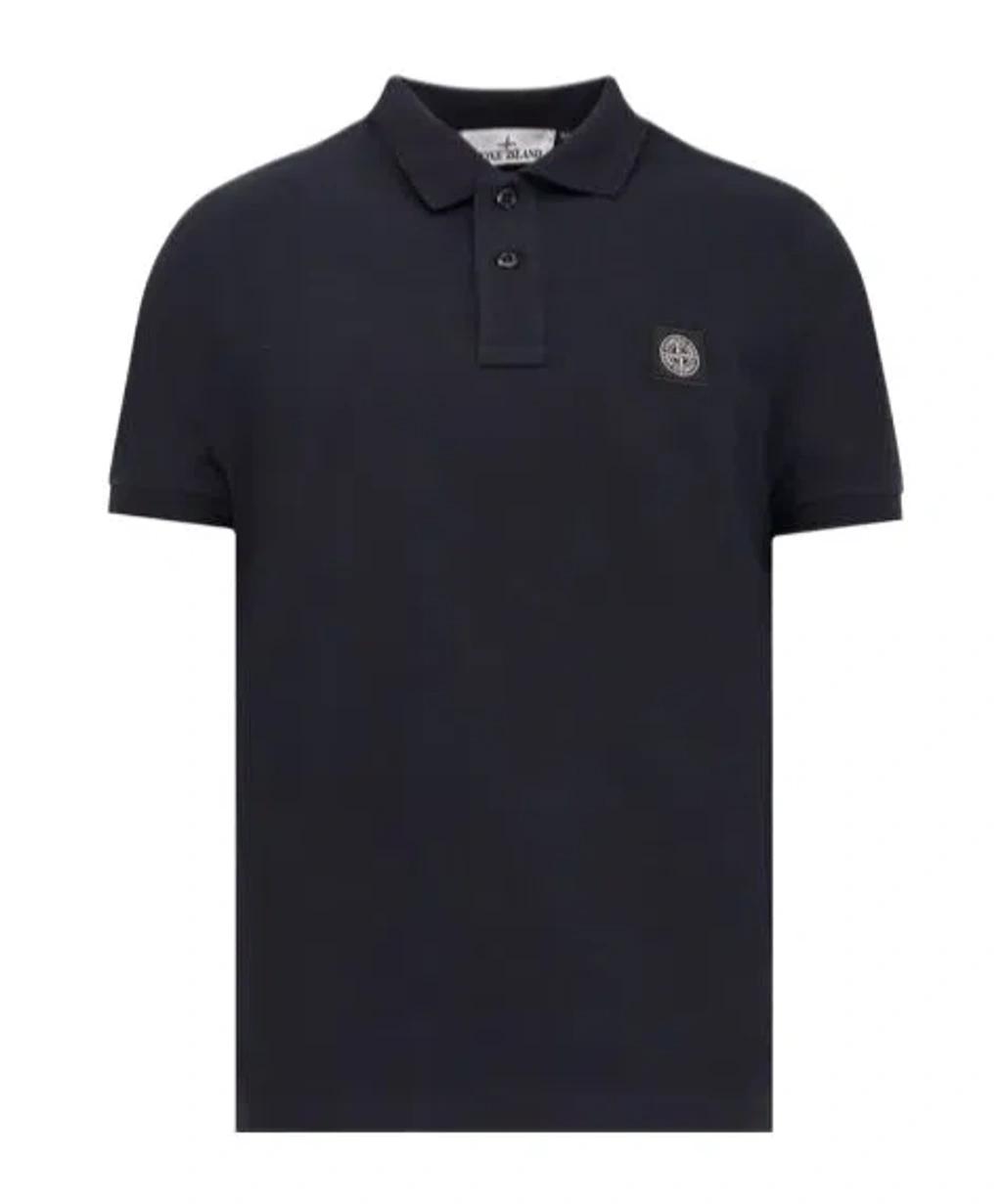 STONE ISLAND Mens Black Brand-patch Regular-fit Stretch-cotton Polo Shirt Xl Product Image