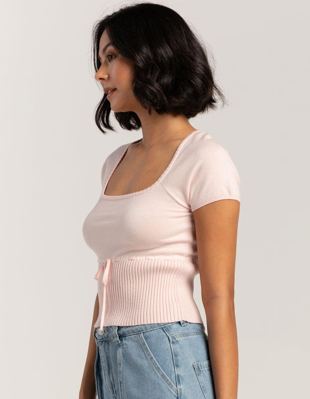 RSQ Womens Ribbon Rib Sweater - PINK Product Image