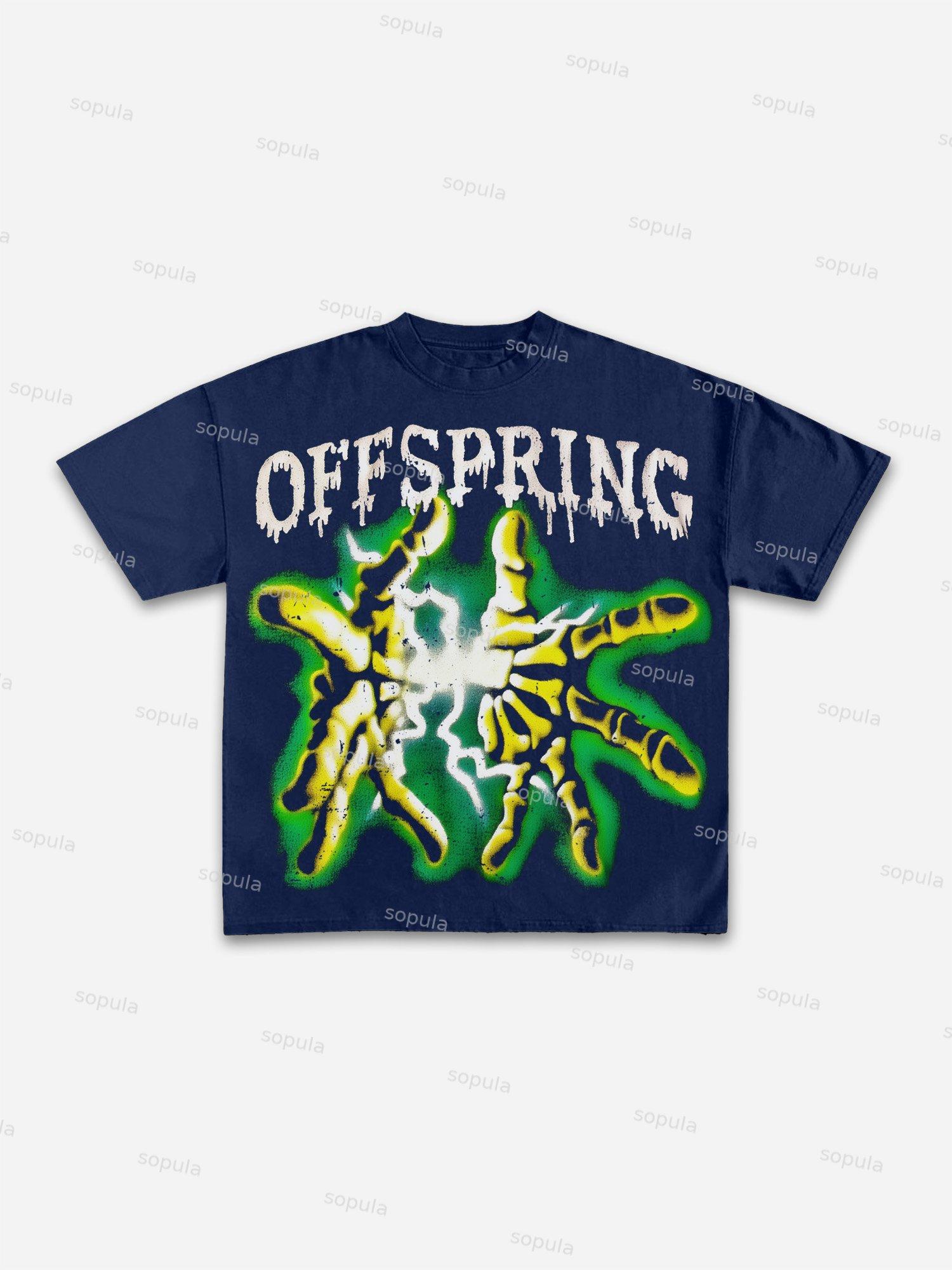 Retro Bone Touch Spark Graphic Cotton T-shirt Product Image