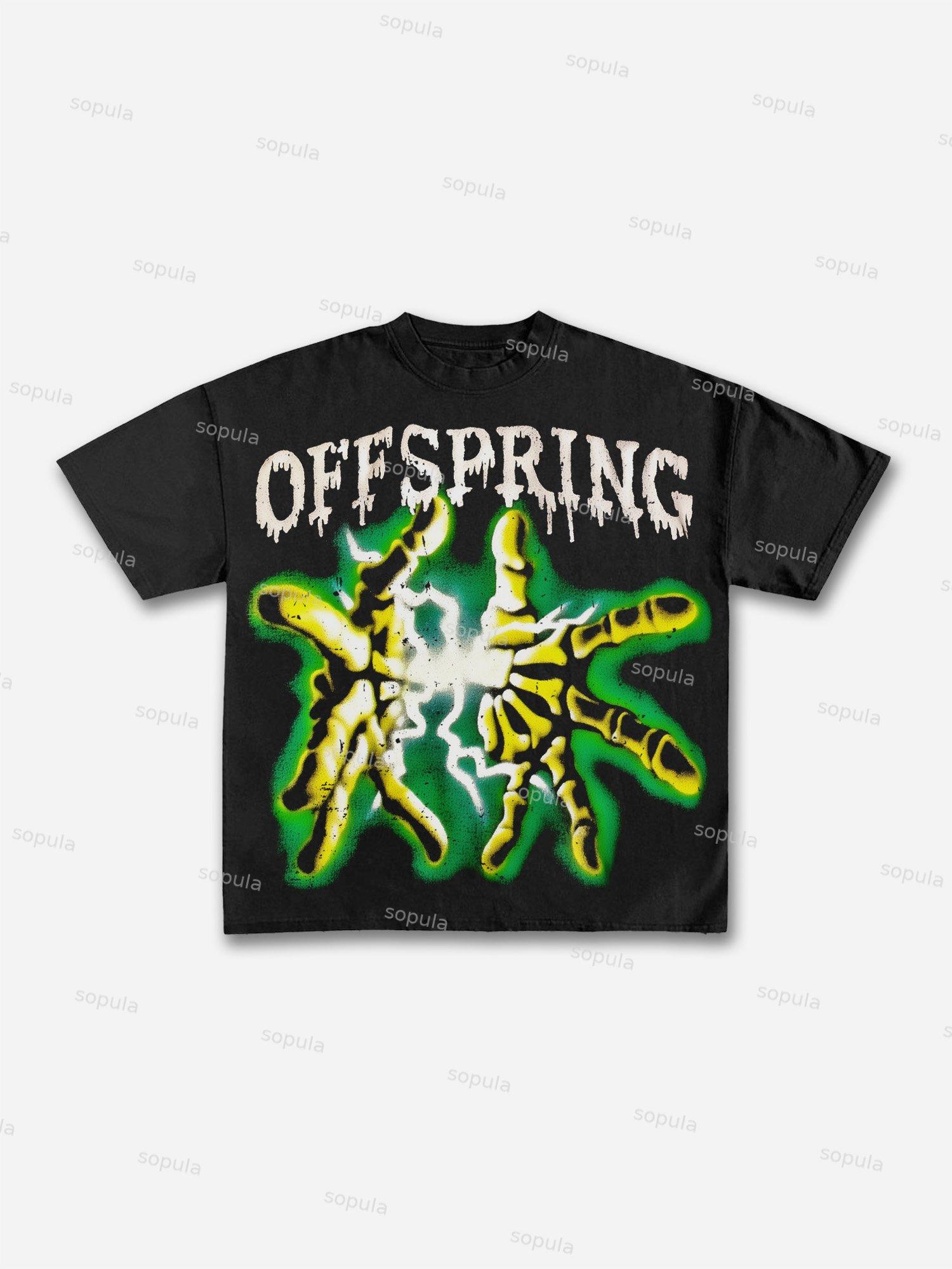 Retro Bone Touch Spark Graphic Cotton T-shirt Product Image