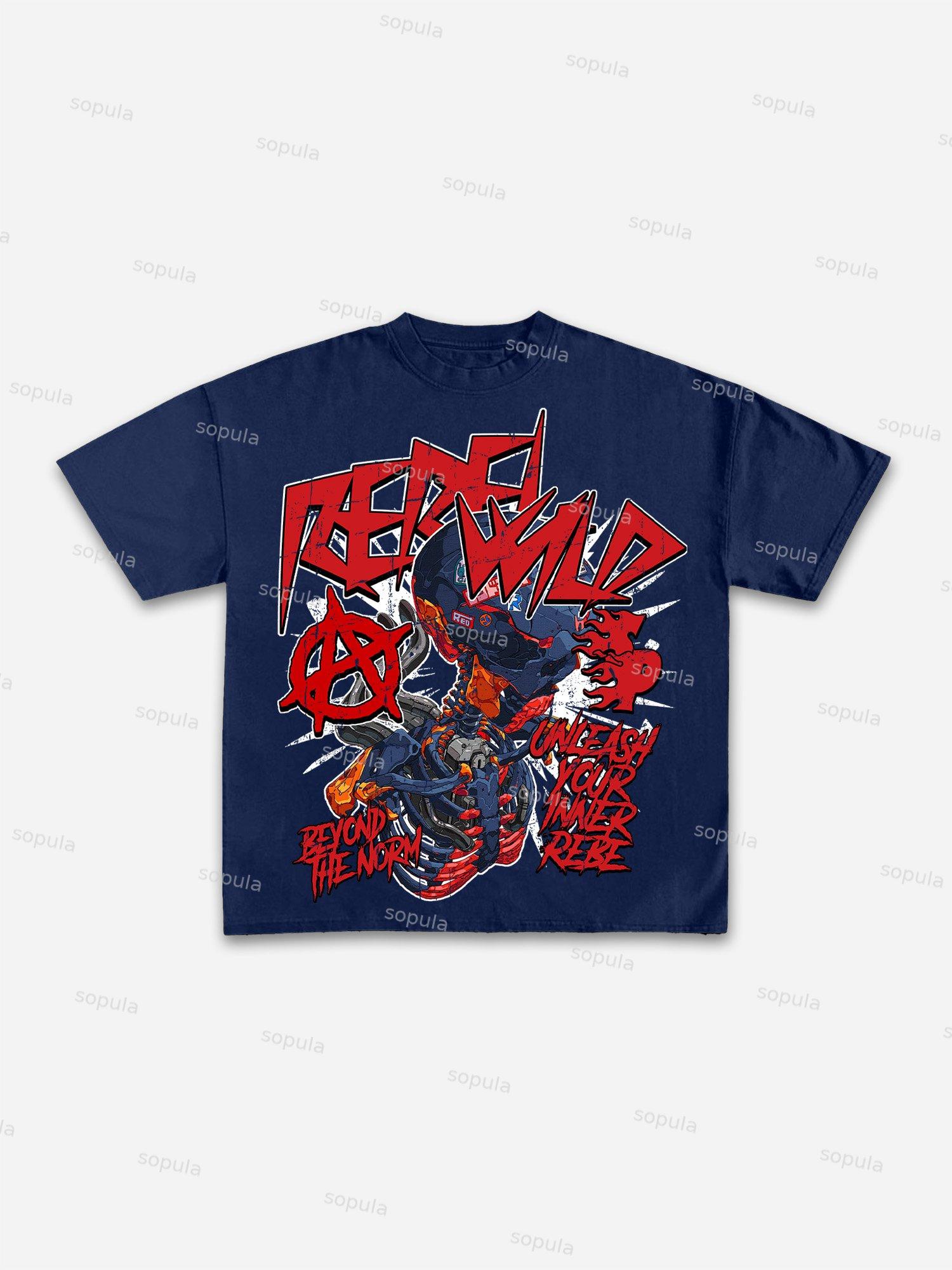 Rebel Skull Graphic Print Cotton T-shirt Product Image