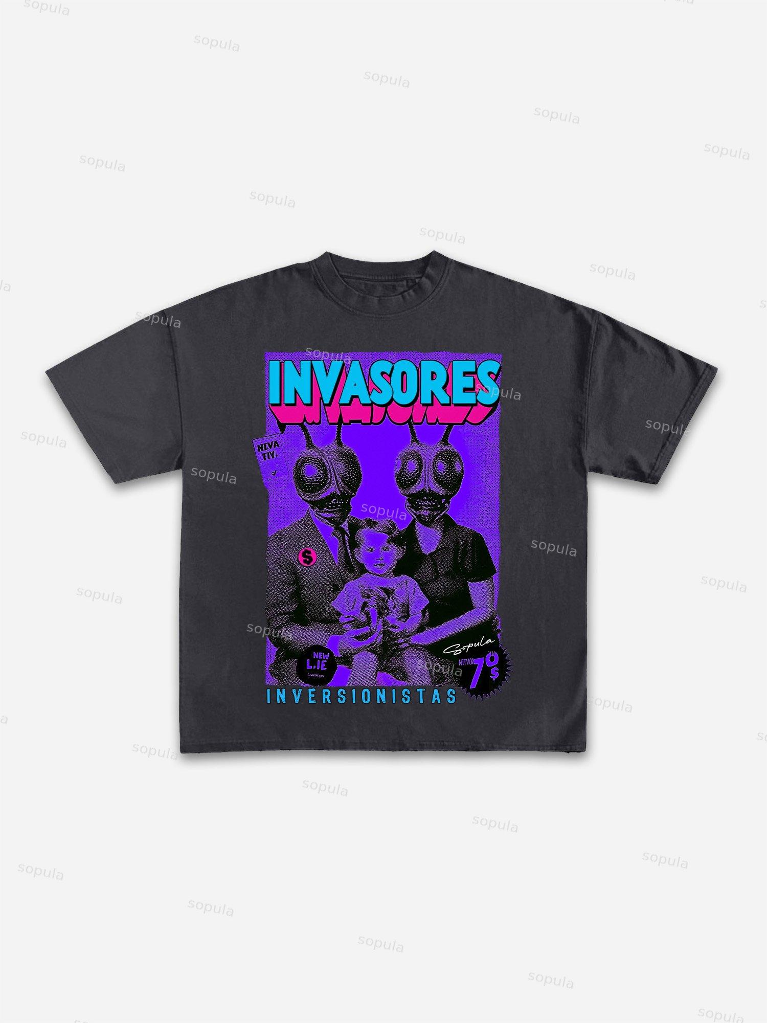 Mask Lip Never Look Back Print Cotton T-shirt Product Image