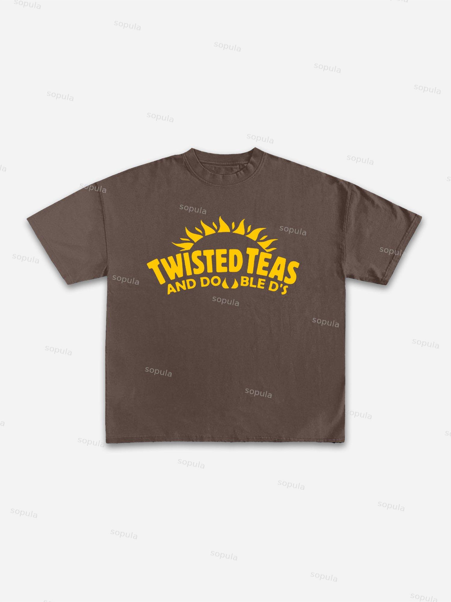 Twisted Teas And Double D's Graphic Casual Cotton T-shirt Product Image