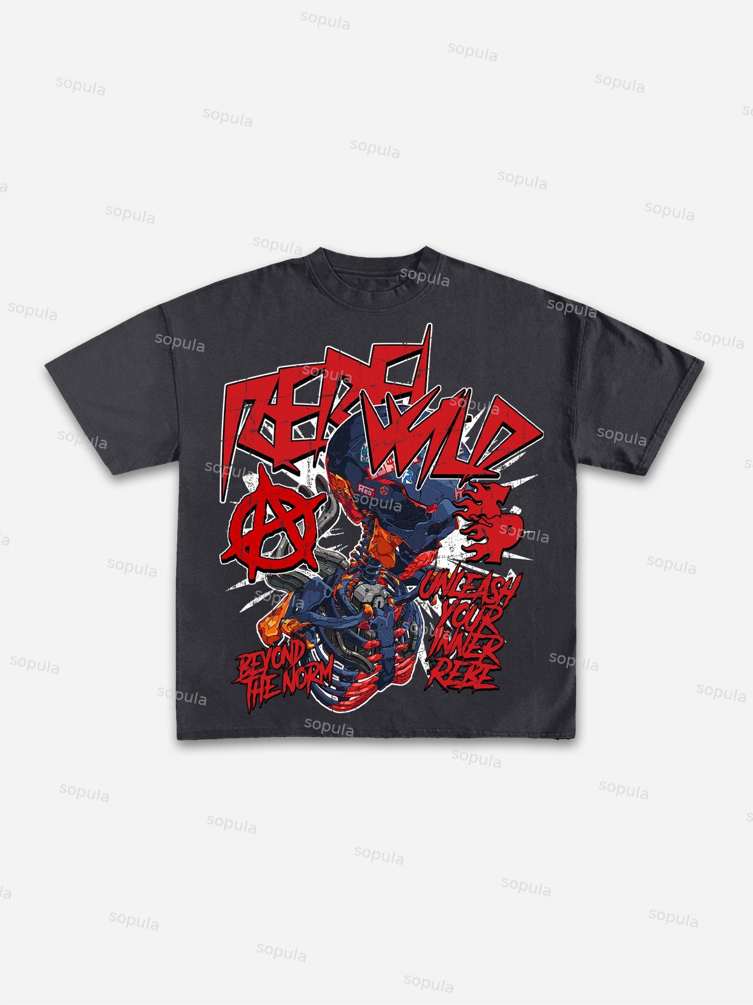 Rebel Skull Graphic Print Cotton T-shirt Product Image