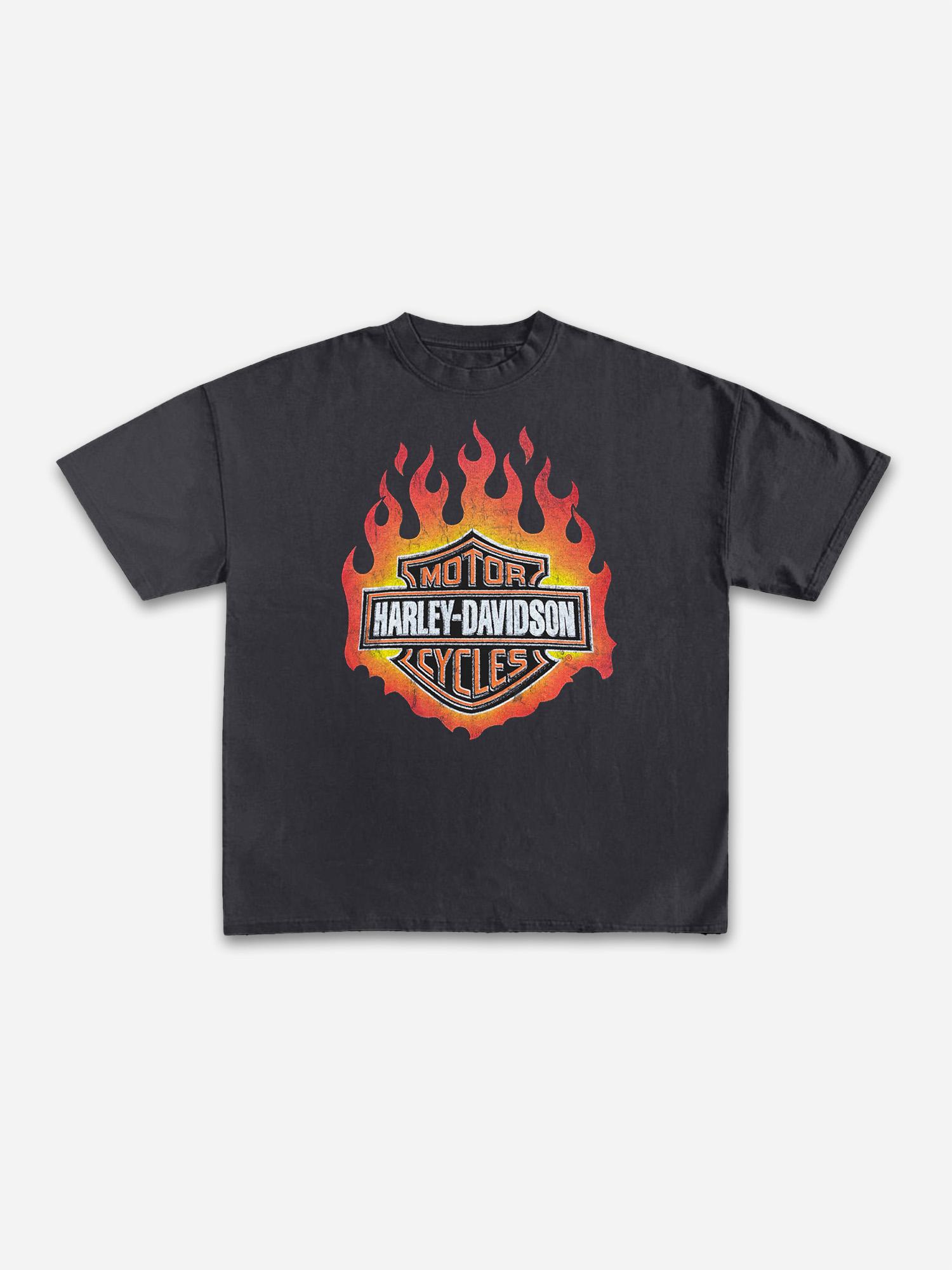 Sopula Vintage Flames Harley Davidson 90s Graphic Cotton T-shirt Product Image