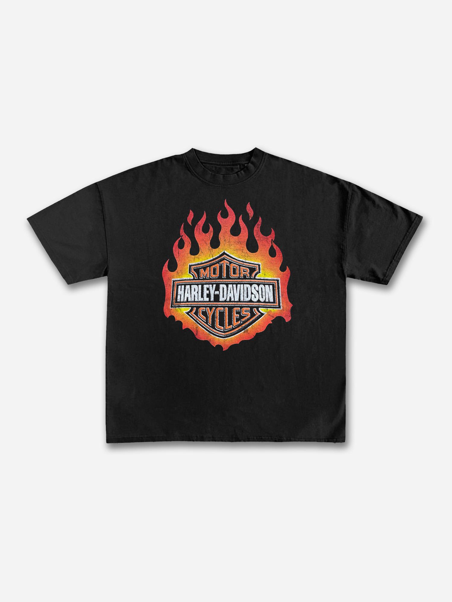 Sopula Vintage Flames Harley Davidson 90s Graphic Cotton T-shirt Product Image