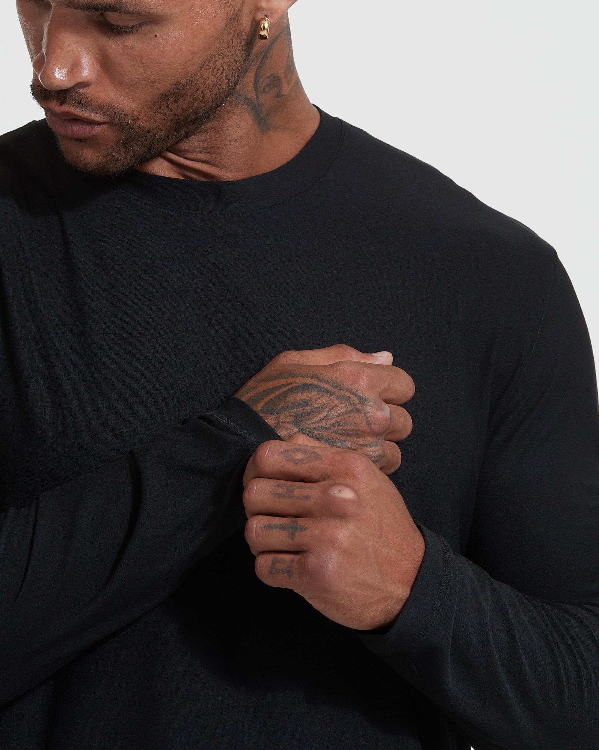 Black Active Long Sleeve Crew Neck T-Shirt Product Image