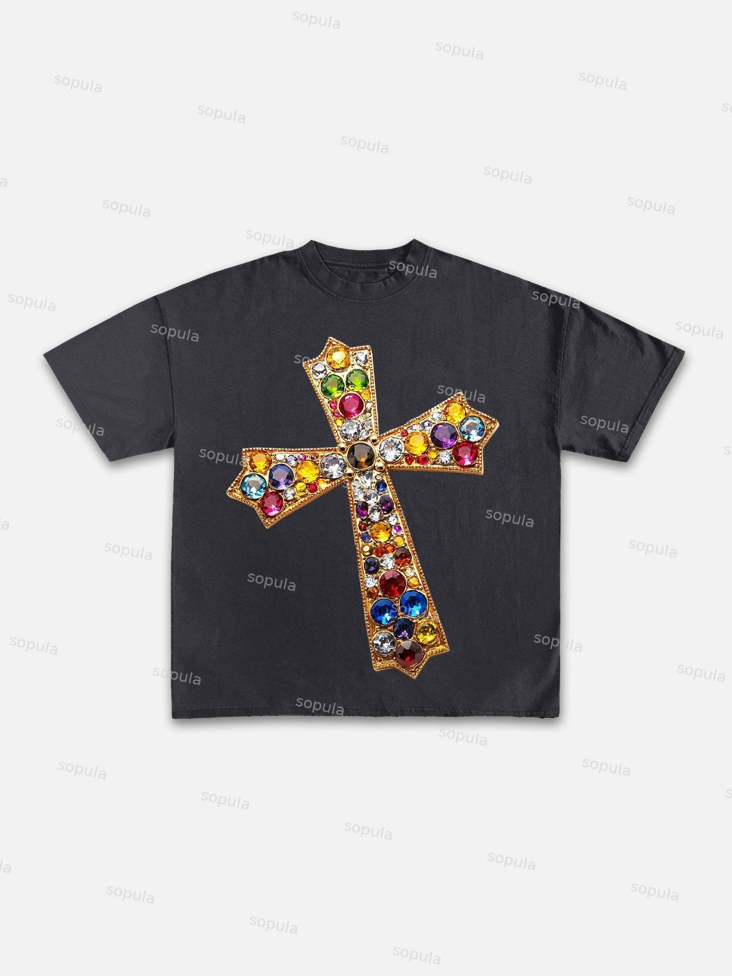 Jesus Is King Print Cotton T-shirt Product Image